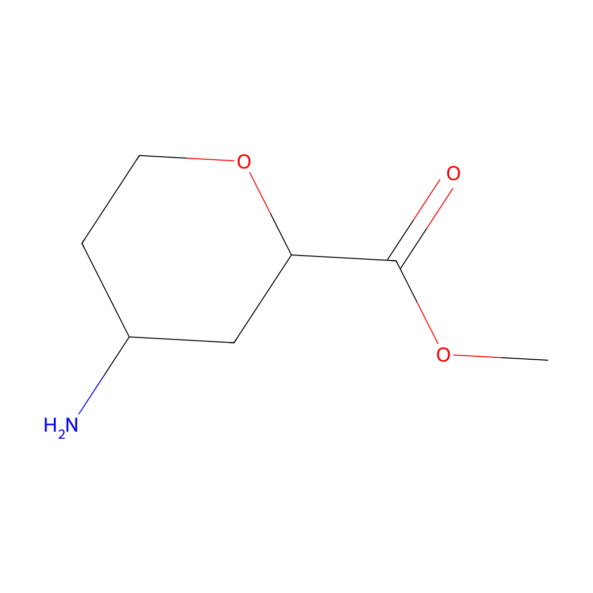 Methyl 4-aminooxane-2-carboxylate molecular structure, CAS 1543813-50-8