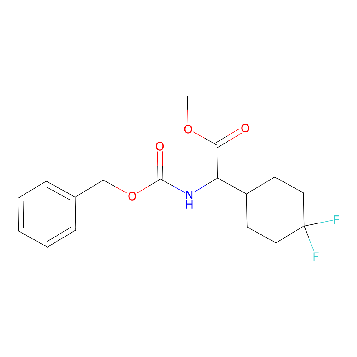 Methyl 2-(((benzyloxy)carbonyl)amino)-2-(4,4-difluorocyclohexyl)acetate molecular structure, CAS 1543813-72-4
