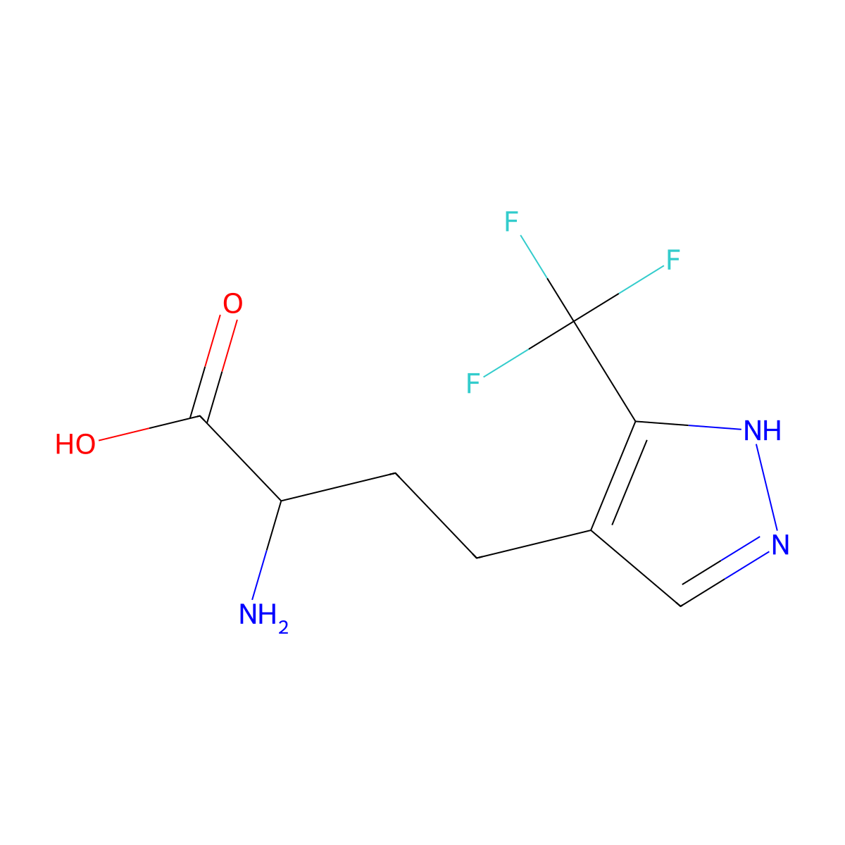 2-amino-4-[3-(trifluoromethyl)-1H-pyrazol-4-yl]butanoic acid molecular structure, CAS 1543815-25-3