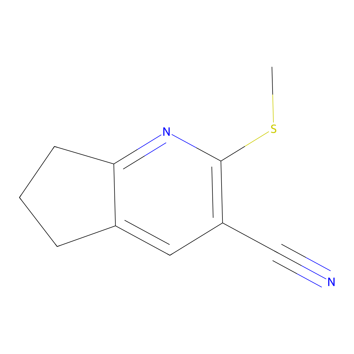 2-(methylsulfanyl)-6,7-dihydro-5H-cyclopenta[b]pyridine-3-carbonitrile molecular structure, CAS 154384-15-3