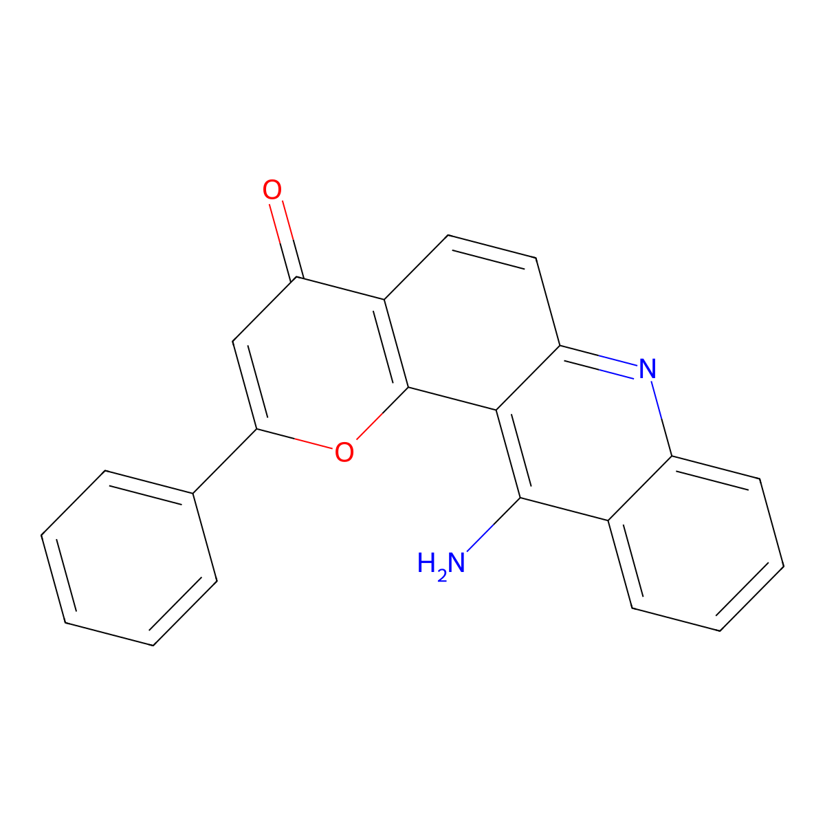 12-Amino-2-phenylpyrano[2,3-a]acridin-4-one molecular structure, CAS 154387-41-4