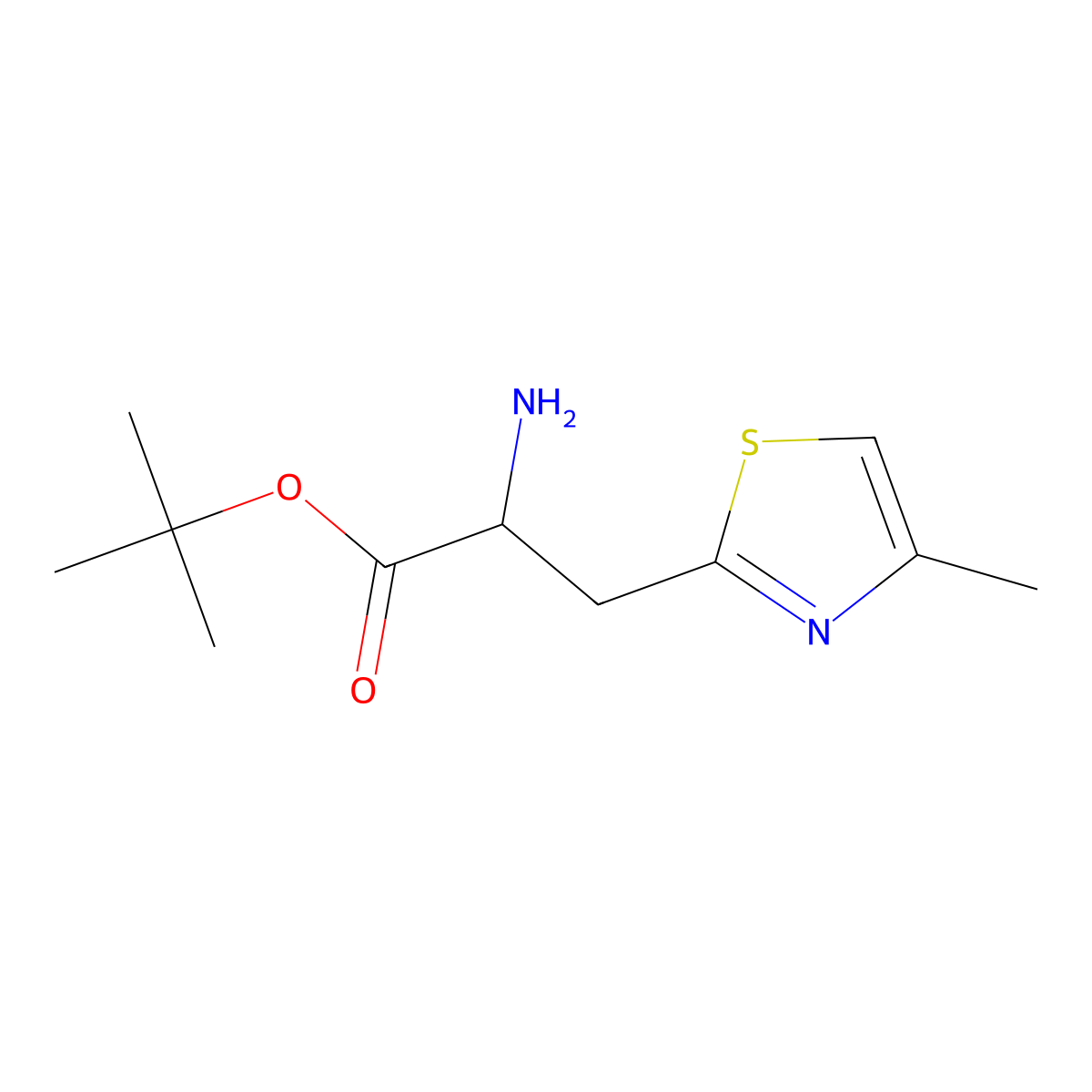 Tert-butyl 2-amino-3-(4-methyl-1,3-thiazol-2-yl)propanoate molecular structure, CAS 1543873-63-7