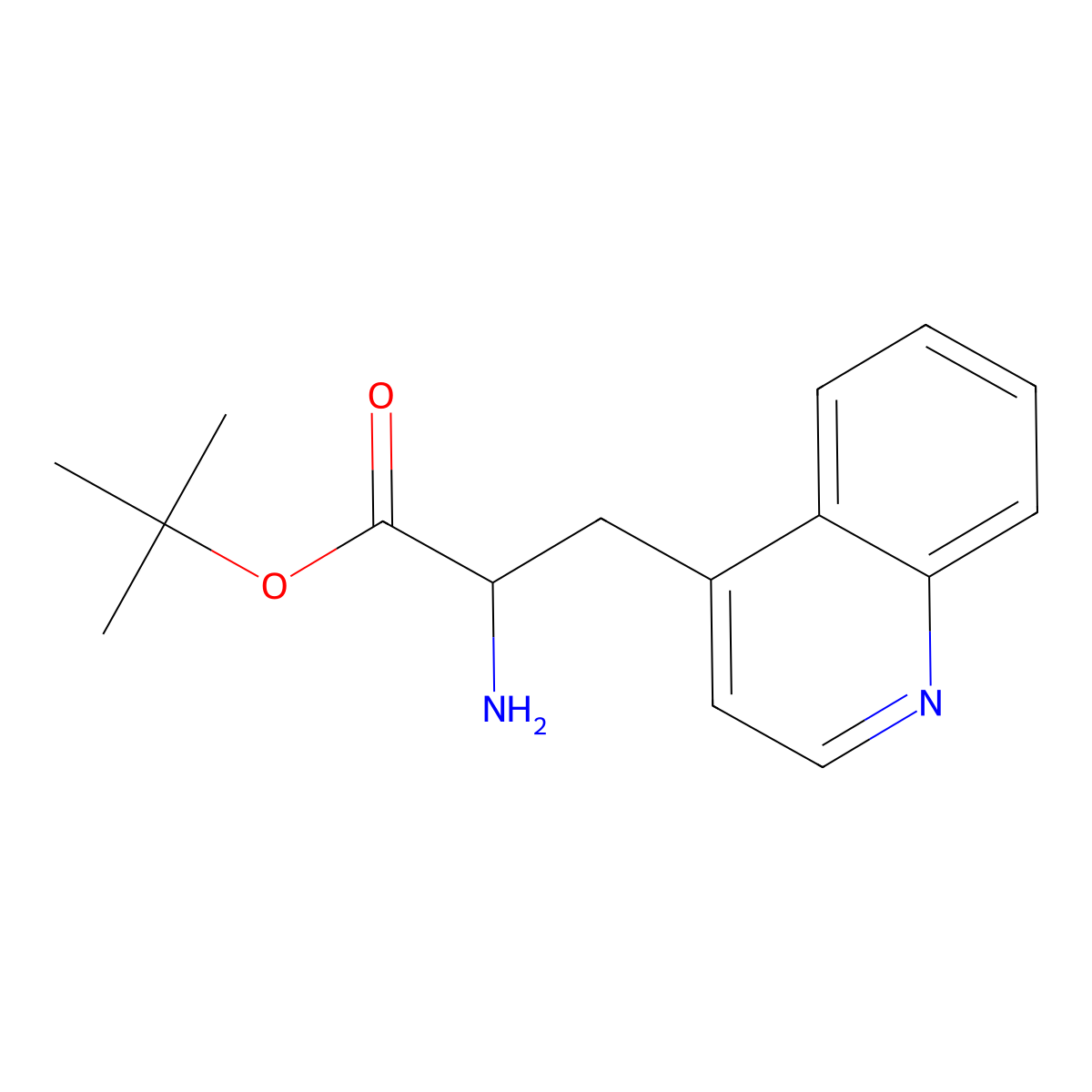 Tert-butyl 2-amino-3-quinolin-4-ylpropanoate molecular structure, CAS 1543873-67-1