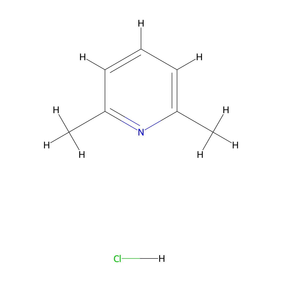 2,6-Lutidine hydrochloride molecular structure, CAS 15439-85-7