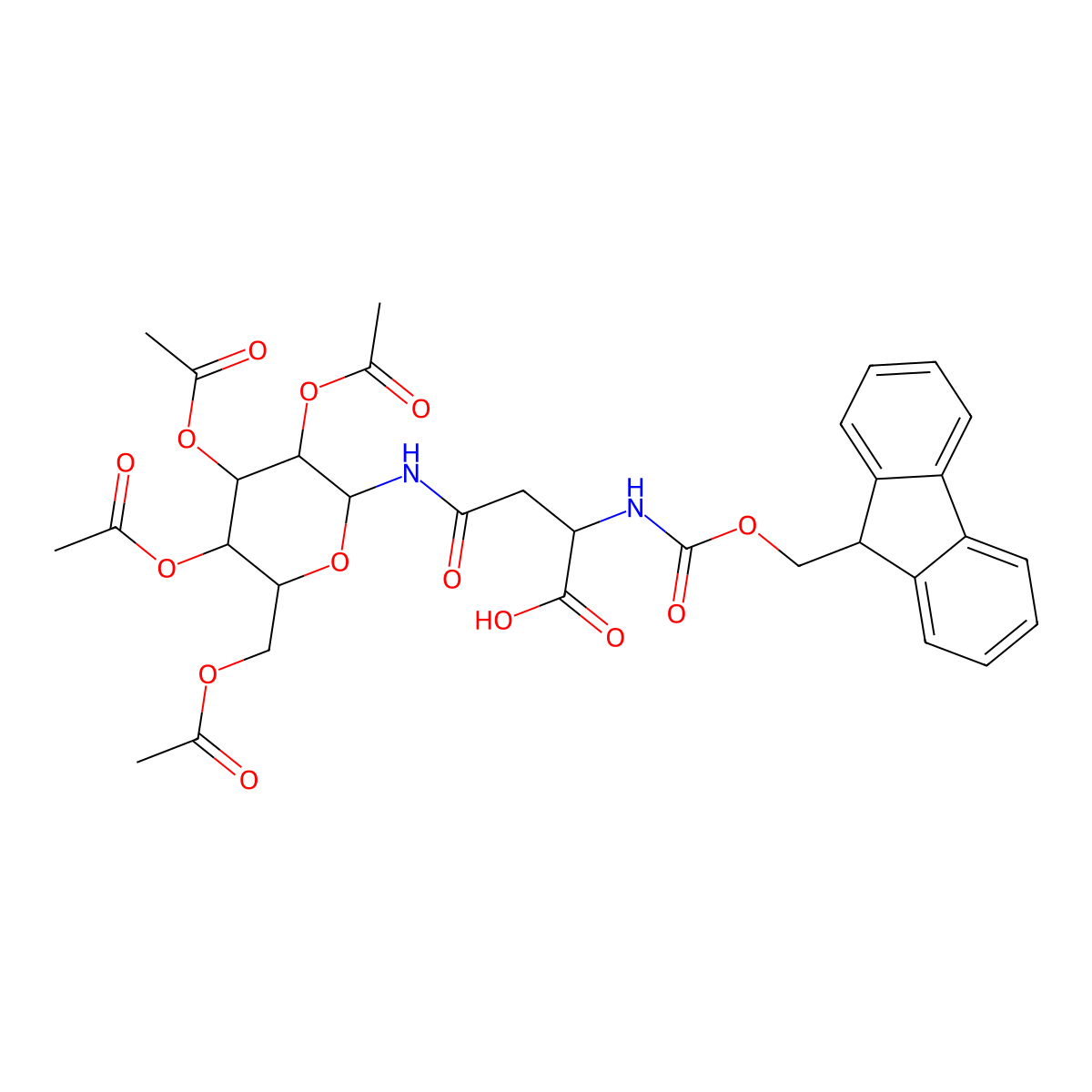 Fmoc-L-Asn(beta-D-Glc(Ac)4)-OH molecular structure, CAS 154395-64-9