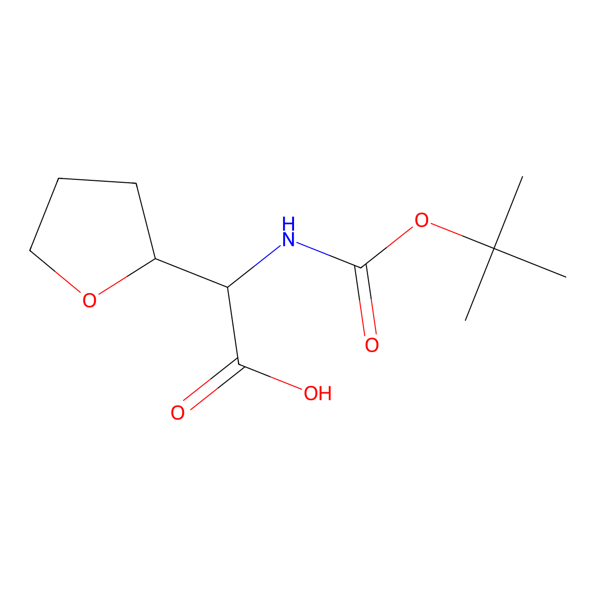 2-{[(Tert-butoxy)carbonyl]amino}-2-(oxolan-2-yl)acetic acid molecular structure, CAS 1543959-17-6