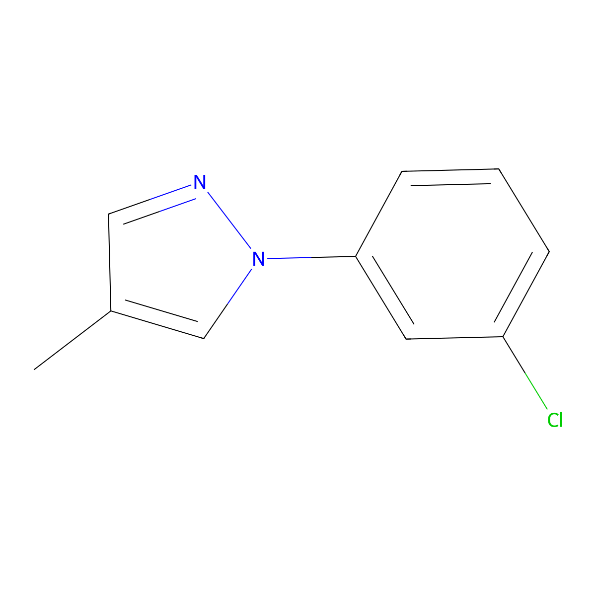 1-(3-chlorophenyl)-4-methyl-1H-pyrazole molecular structure, CAS 154396-09-5