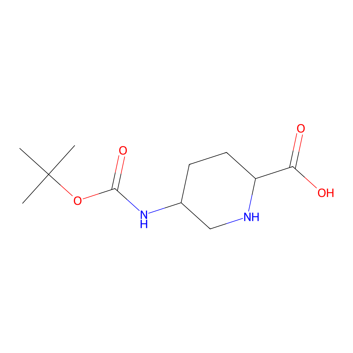 5-((tert-Butoxycarbonyl)amino)piperidine-2-carboxylic acid molecular structure, CAS 1543987-26-3