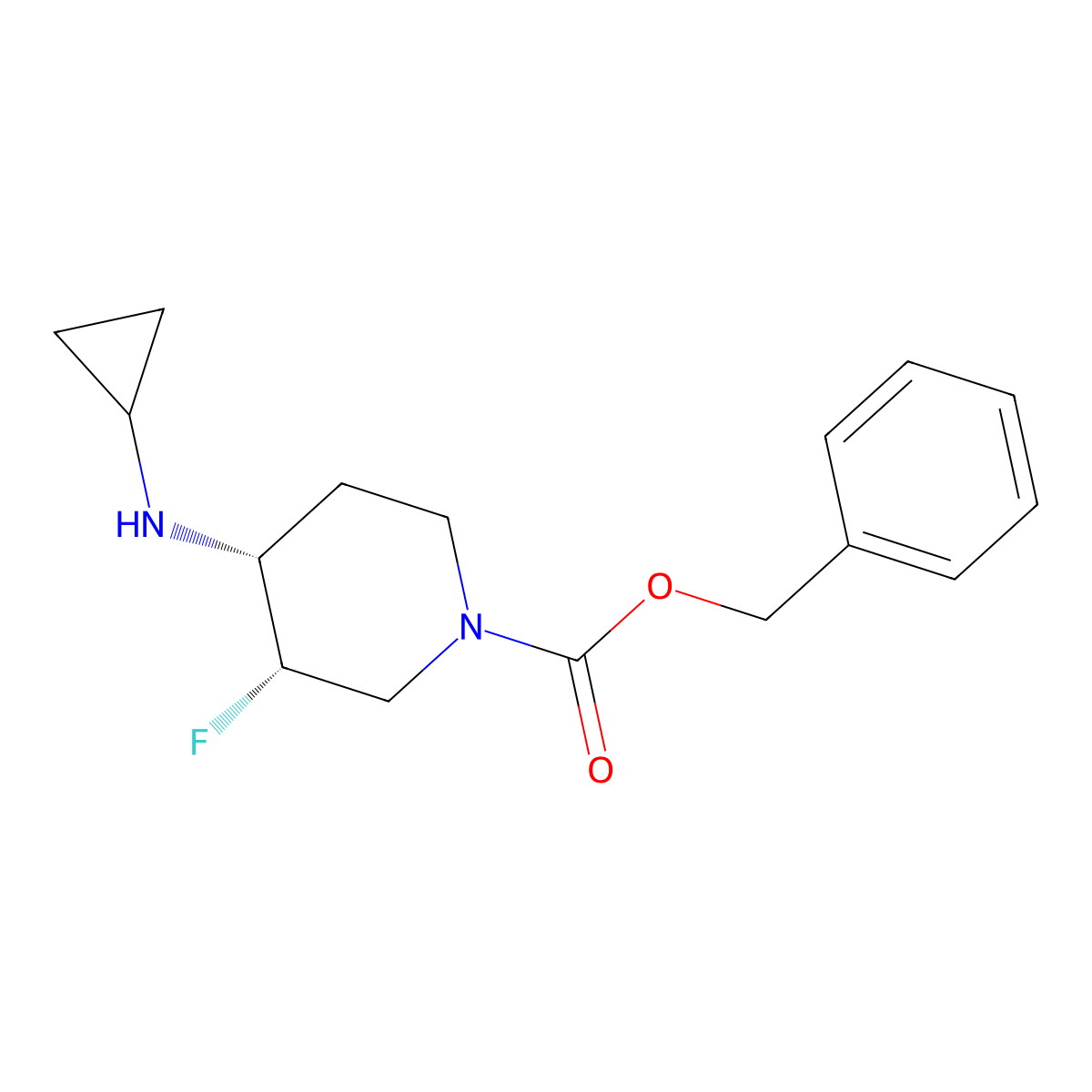 (3S,4R)-Benzyl 4-(cyclopropylamino)-3-fluoropiperidine-1-carboxylate molecular structure, CAS 1544006-72-5