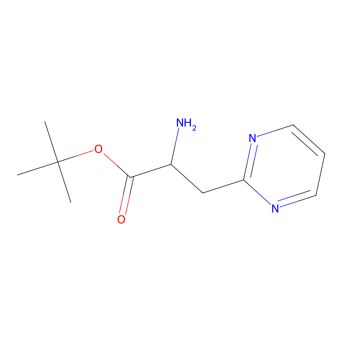 Tert-butyl 2-amino-3-(pyrimidin-2-yl)propanoate molecular structure, CAS 1544010-76-5