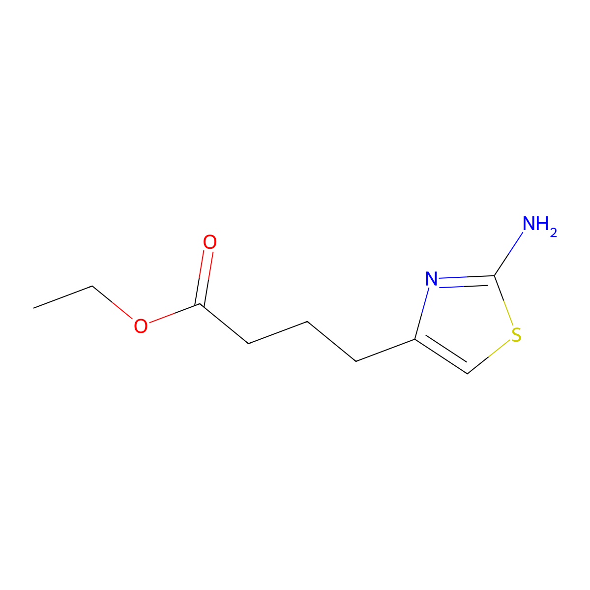 Ethyl 4-(2-amino-1,3-thiazol-4-yl)butanoate molecular structure, CAS 154404-96-3