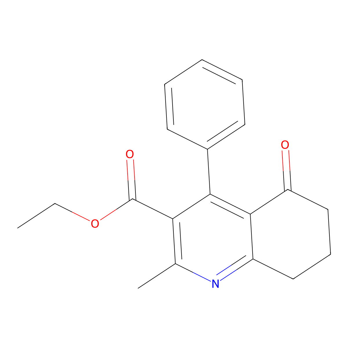 Ethyl 2-methyl-5-oxo-4-phenyl-5,6,7,8-tetrahydro-3-quinolinecarboxylate molecular structure, CAS 154405-24-0