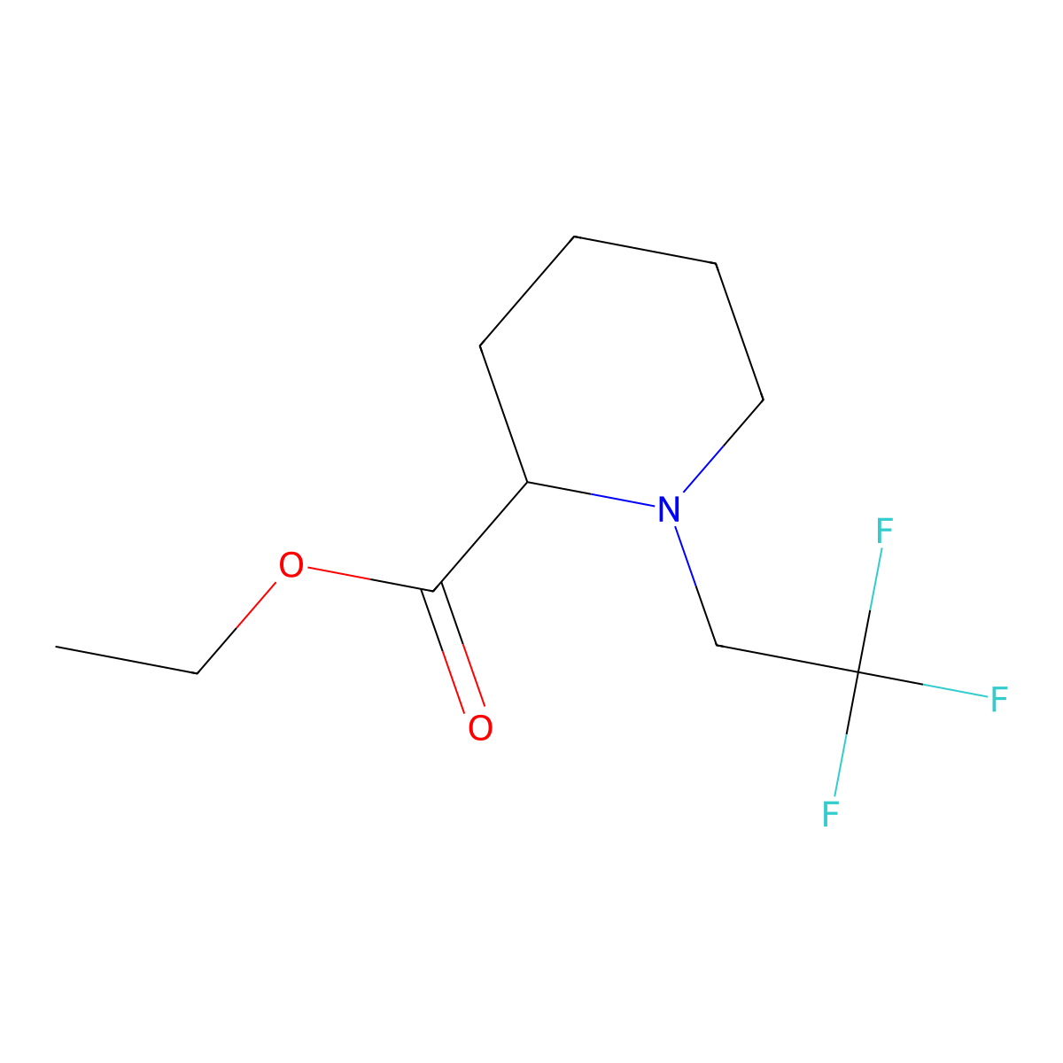 rac-ethyl (2R)-1-(2,2,2-trifluoroethyl)piperidine-2-carboxylate molecular structure, CAS 1544087-22-0