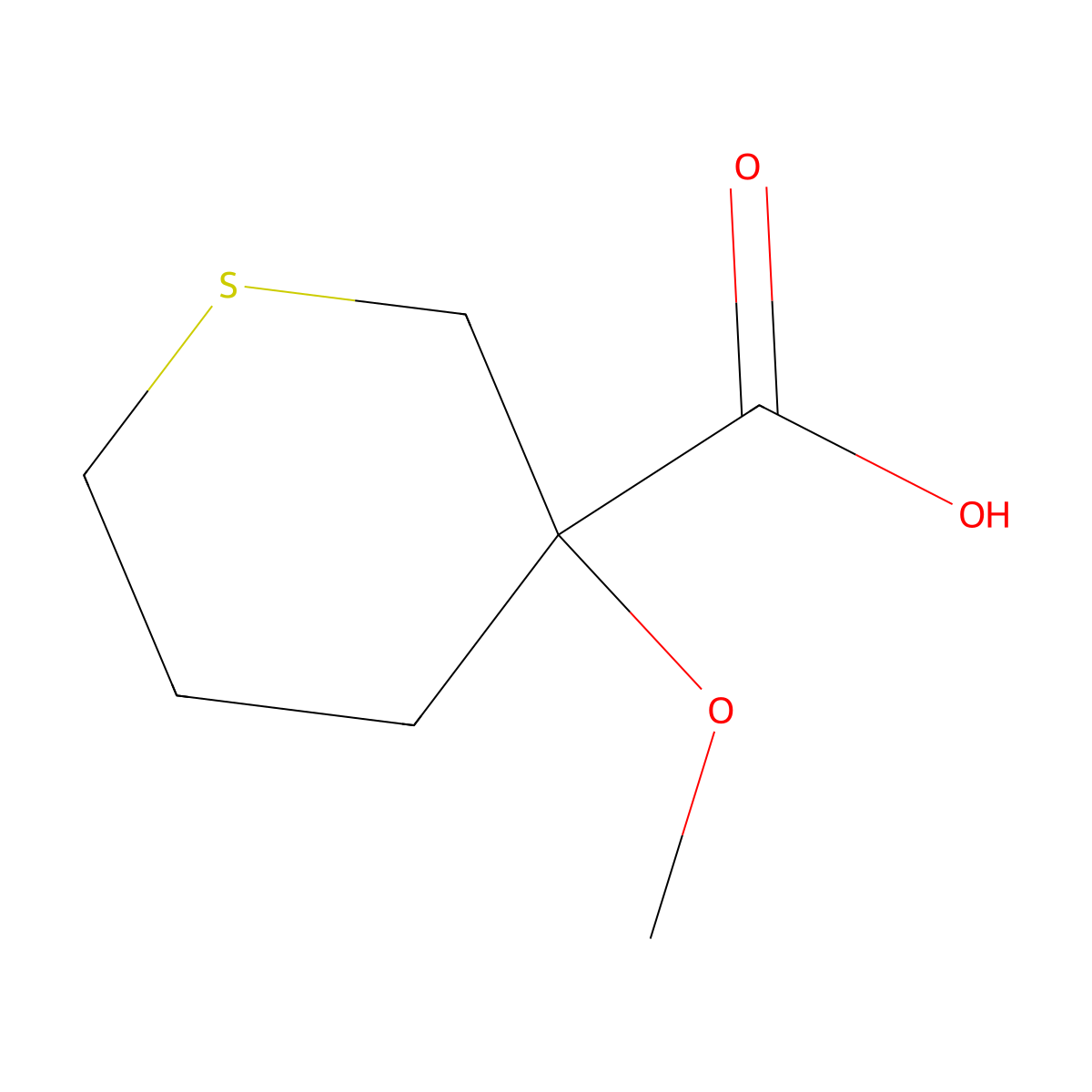 3-Methoxythiane-3-carboxylicacid molecular structure, CAS 1544142-79-1