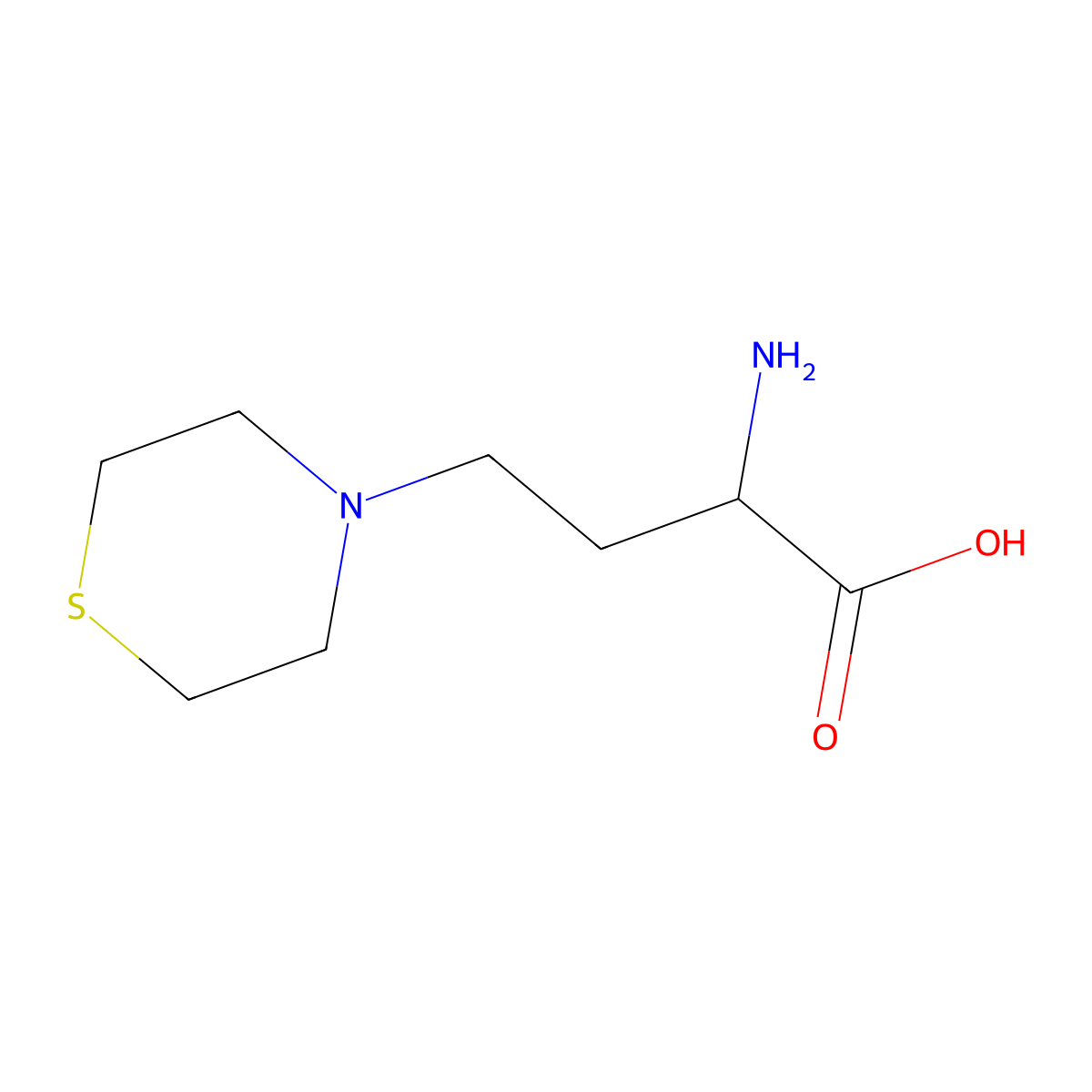 2-Amino-4-(thiomorpholin-4-yl)butanoic acid molecular structure, CAS 1544143-91-0