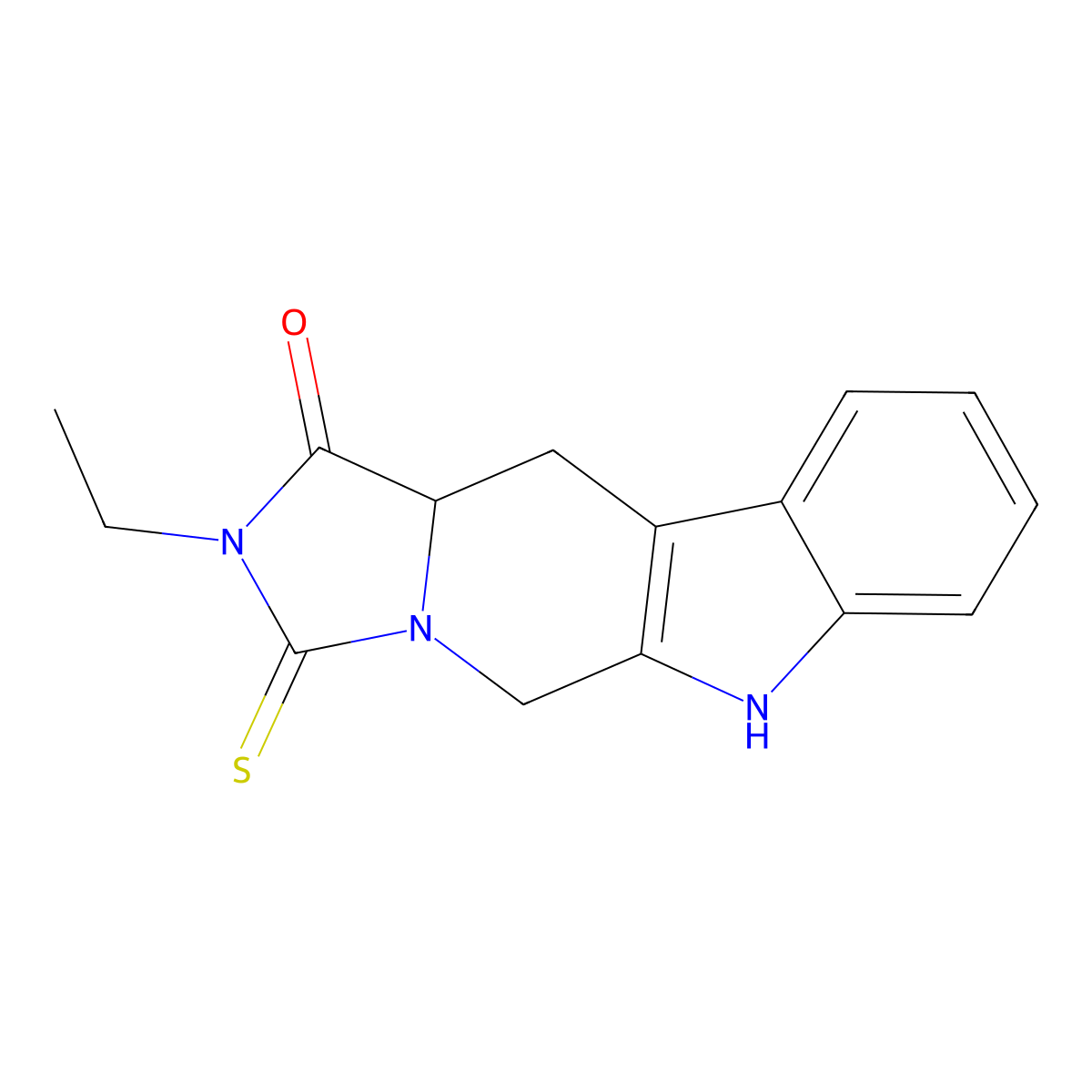 2-ethyl-3-thioxo-2,3,5,6,11,11a-hexahydro-1H-imidazo[1',5':1,6]pyrido[3,4-b]indol-1-one molecular structure, CAS 154416-65-6