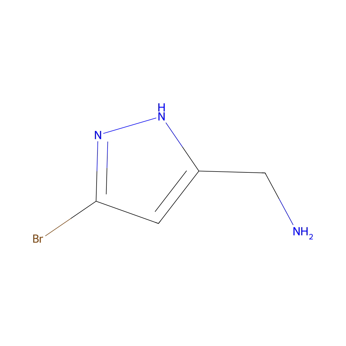 1-(3-bromo-1H-pyrazol-5-yl)methanamine molecular structure, CAS 1544160-25-9