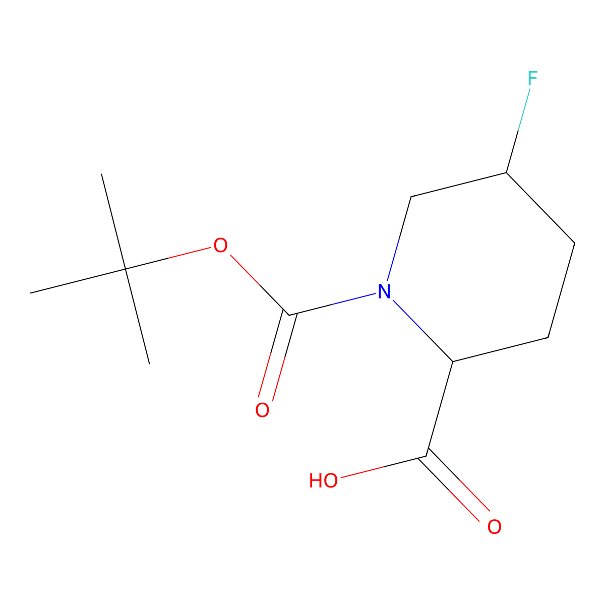 1-Tert-butoxycarbonyl-5-fluoro-piperidine-2-carboxylic acid molecular structure, CAS 1544167-67-0
