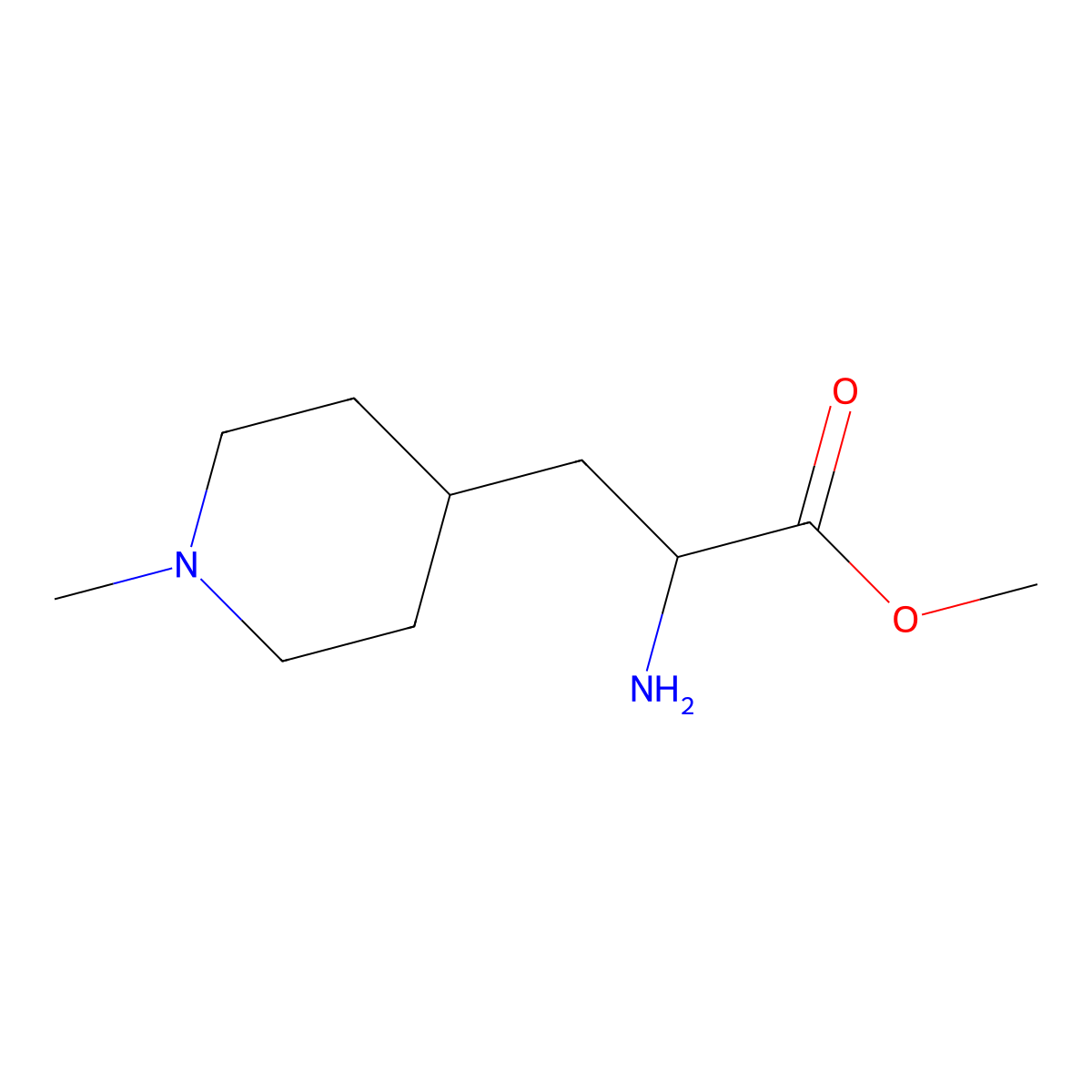 Methyl 2-amino-3-(1-methylpiperidin-4-yl)propanoate molecular structure, CAS 1544167-84-1