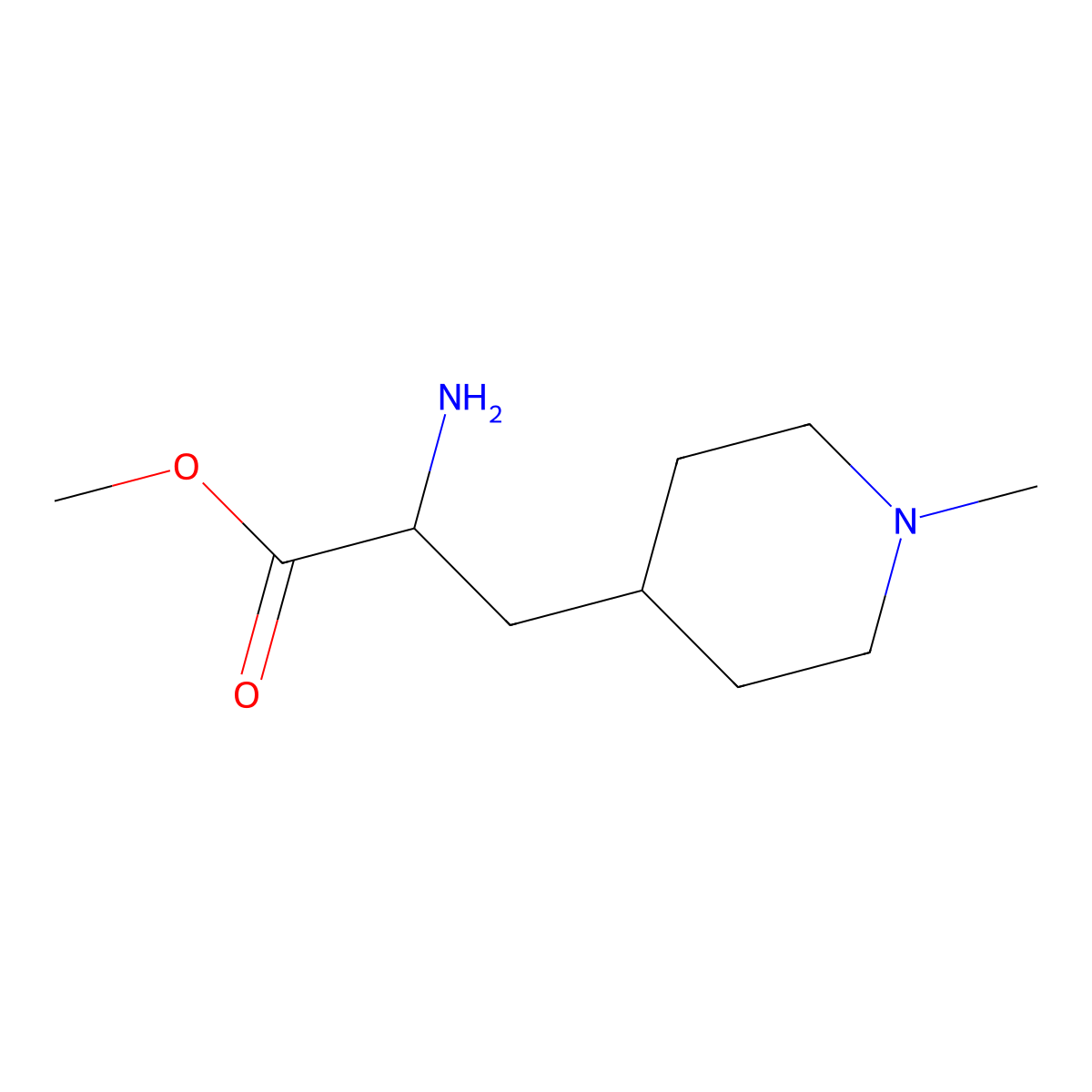Methyl 2-amino-3-(1-methylpiperidin-4-yl)propanoate molecular structure, CAS 1544167-84-1