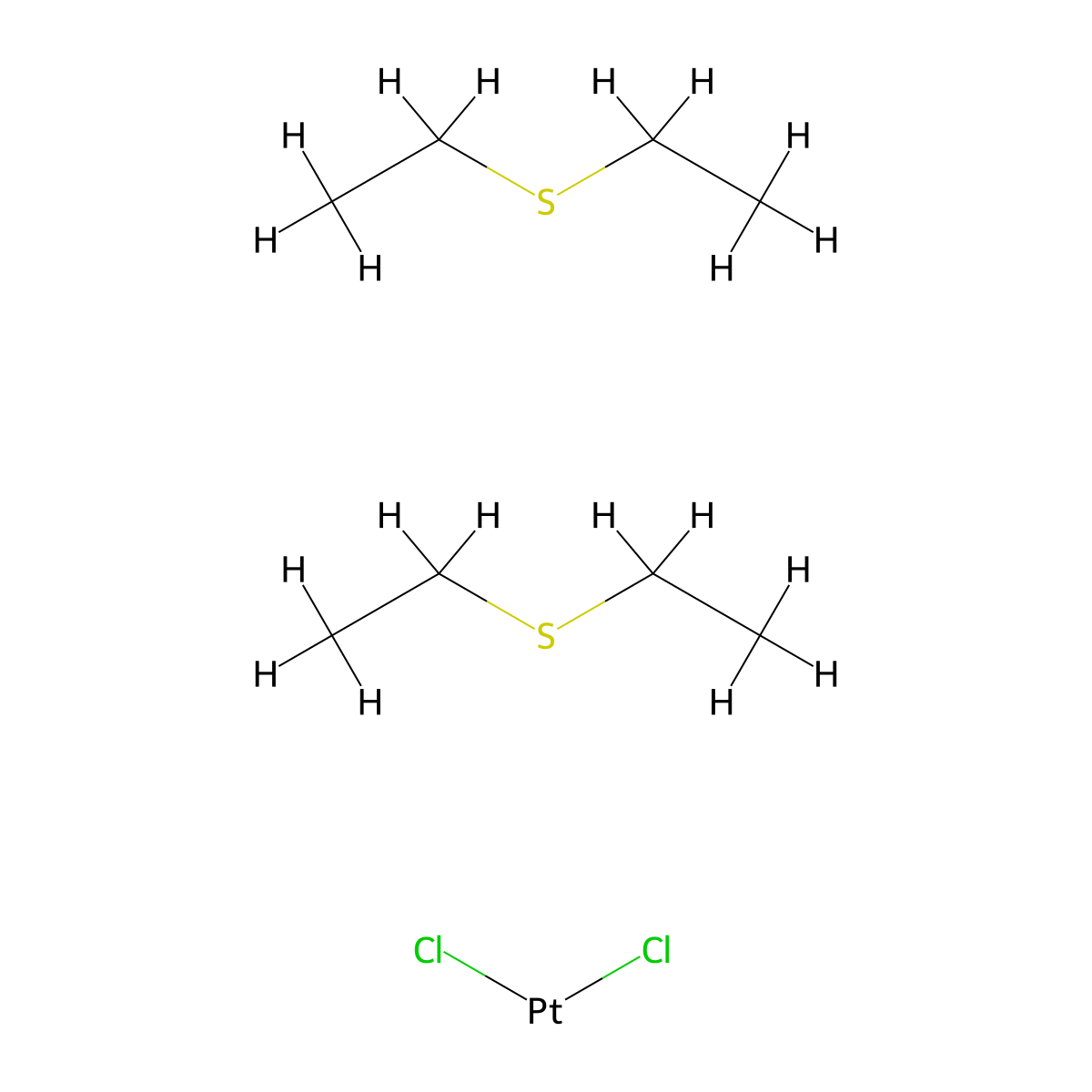 cis-Dichlorobis(diethylsulfide)platinum(II) molecular structure, CAS 15442-57-6
