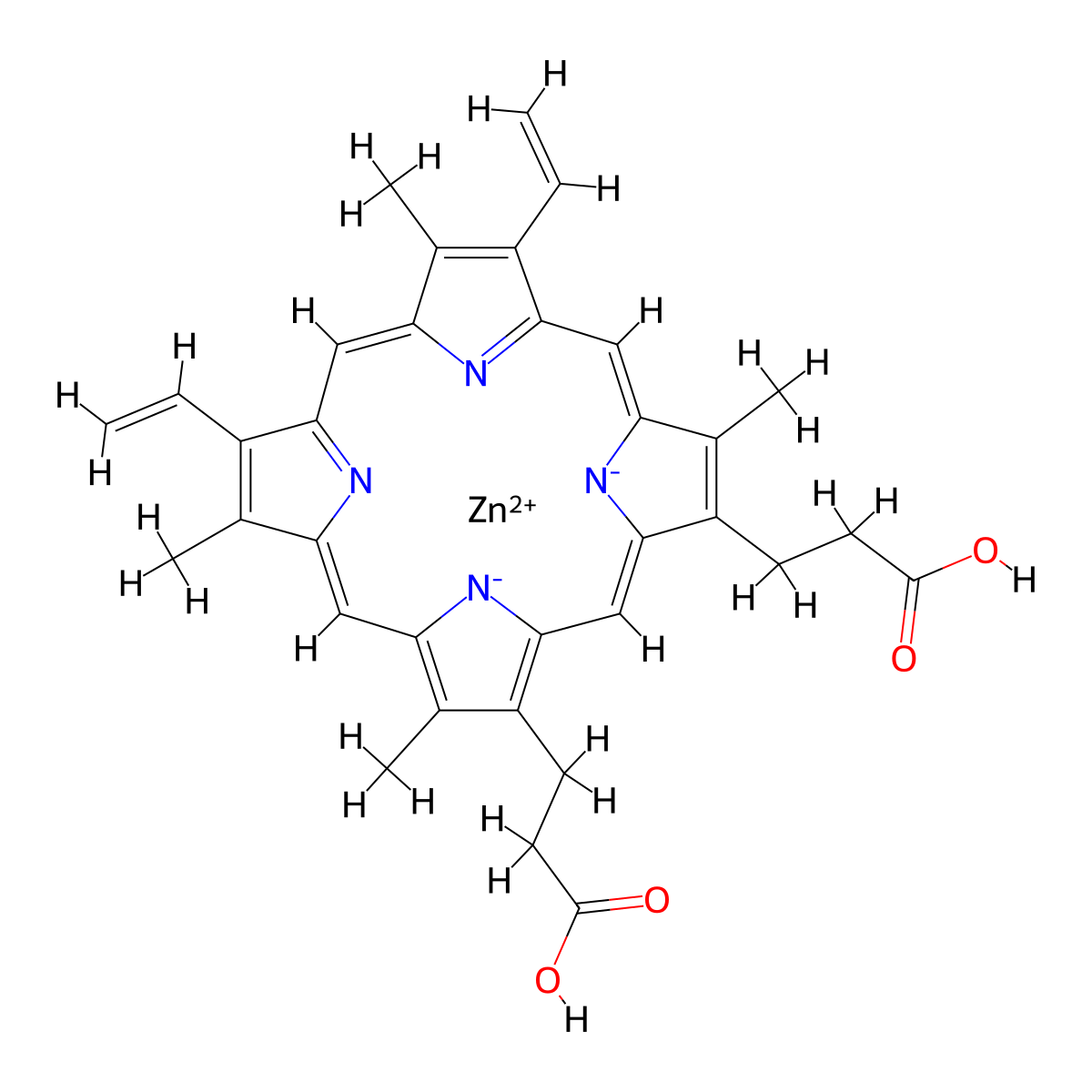 Zinc protoporphyrin molecular structure, CAS 15442-64-5