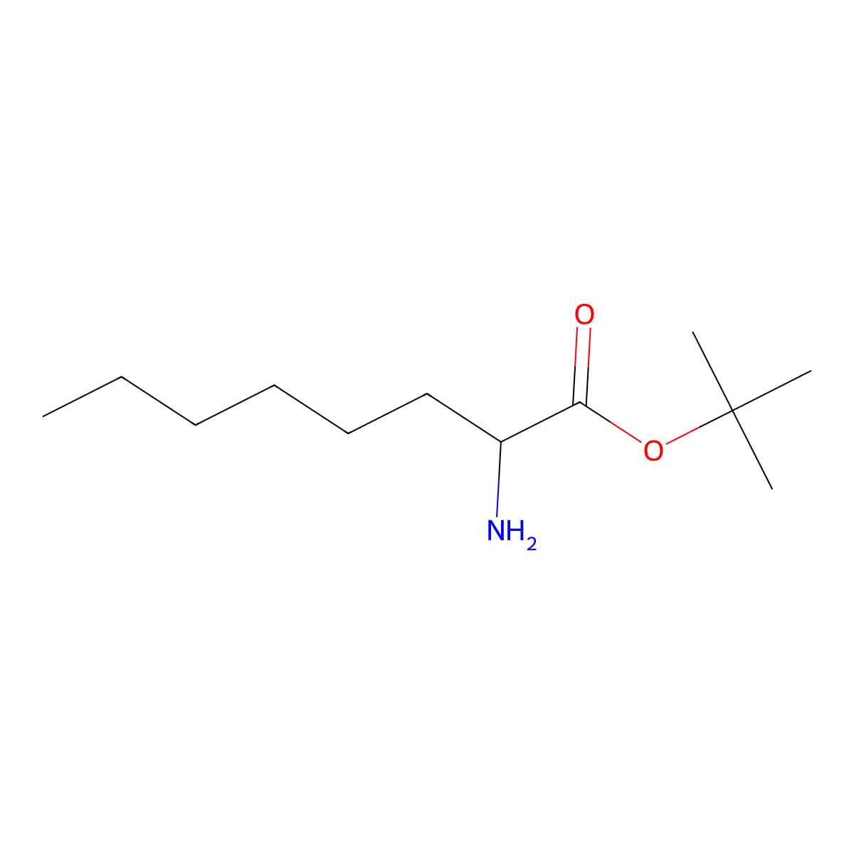 Tert-butyl 2-aminooctanoate molecular structure, CAS 1544278-14-9