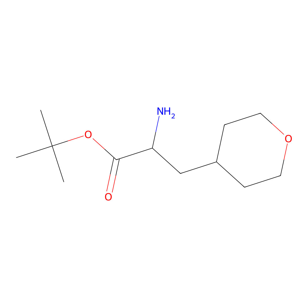 Tert-butyl 2-amino-3-(oxan-4-yl)propanoate molecular structure, CAS 1544278-27-4