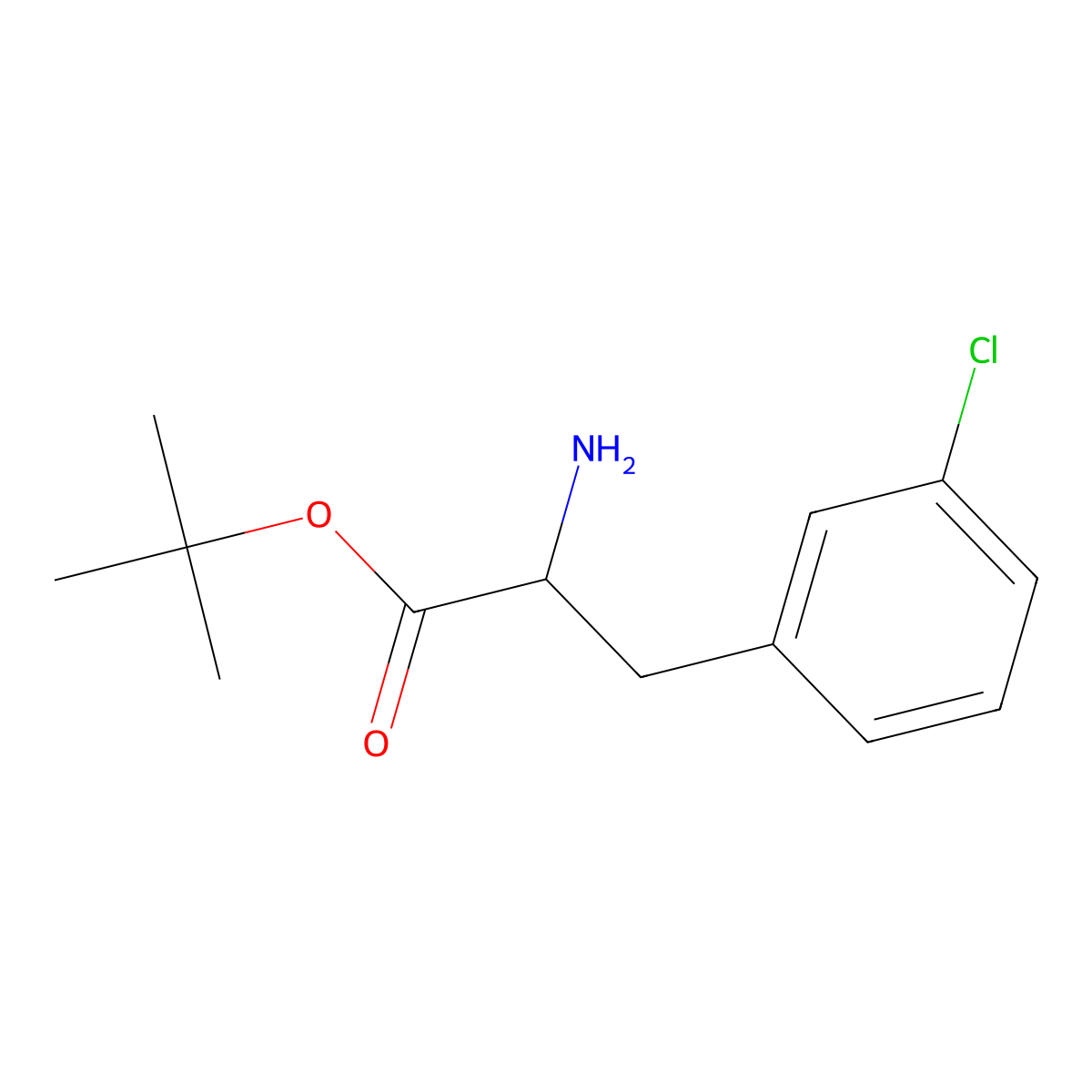 Tert-butyl 2-amino-3-(3-chlorophenyl)propanoate molecular structure, CAS 1544278-48-9