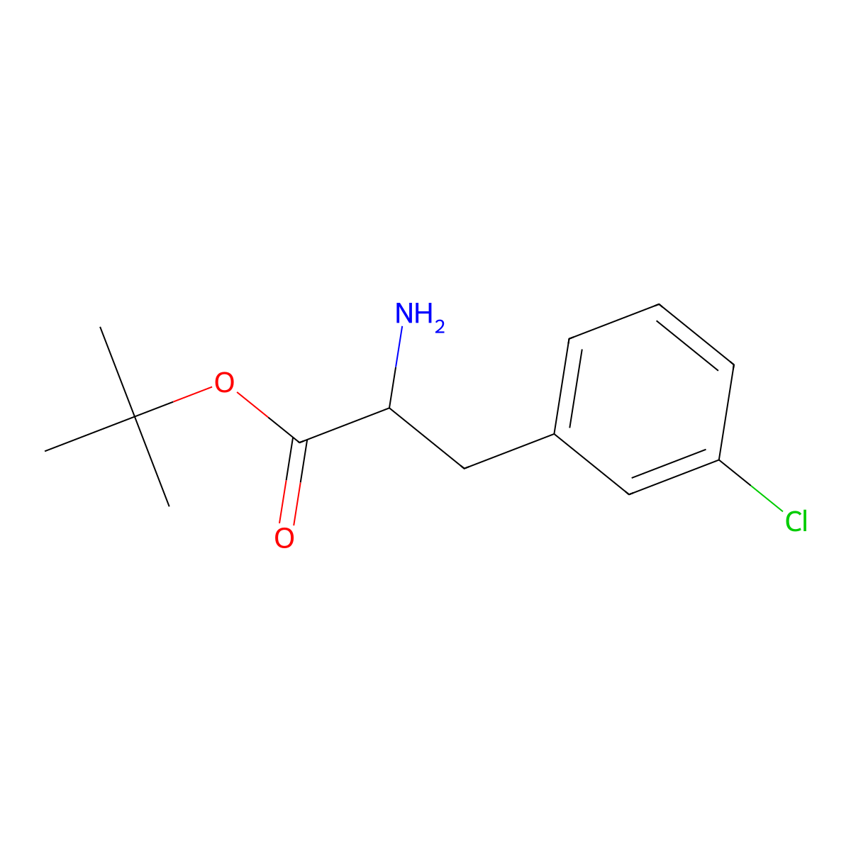 Tert-butyl 2-amino-3-(3-chlorophenyl)propanoate molecular structure, CAS 1544278-48-9