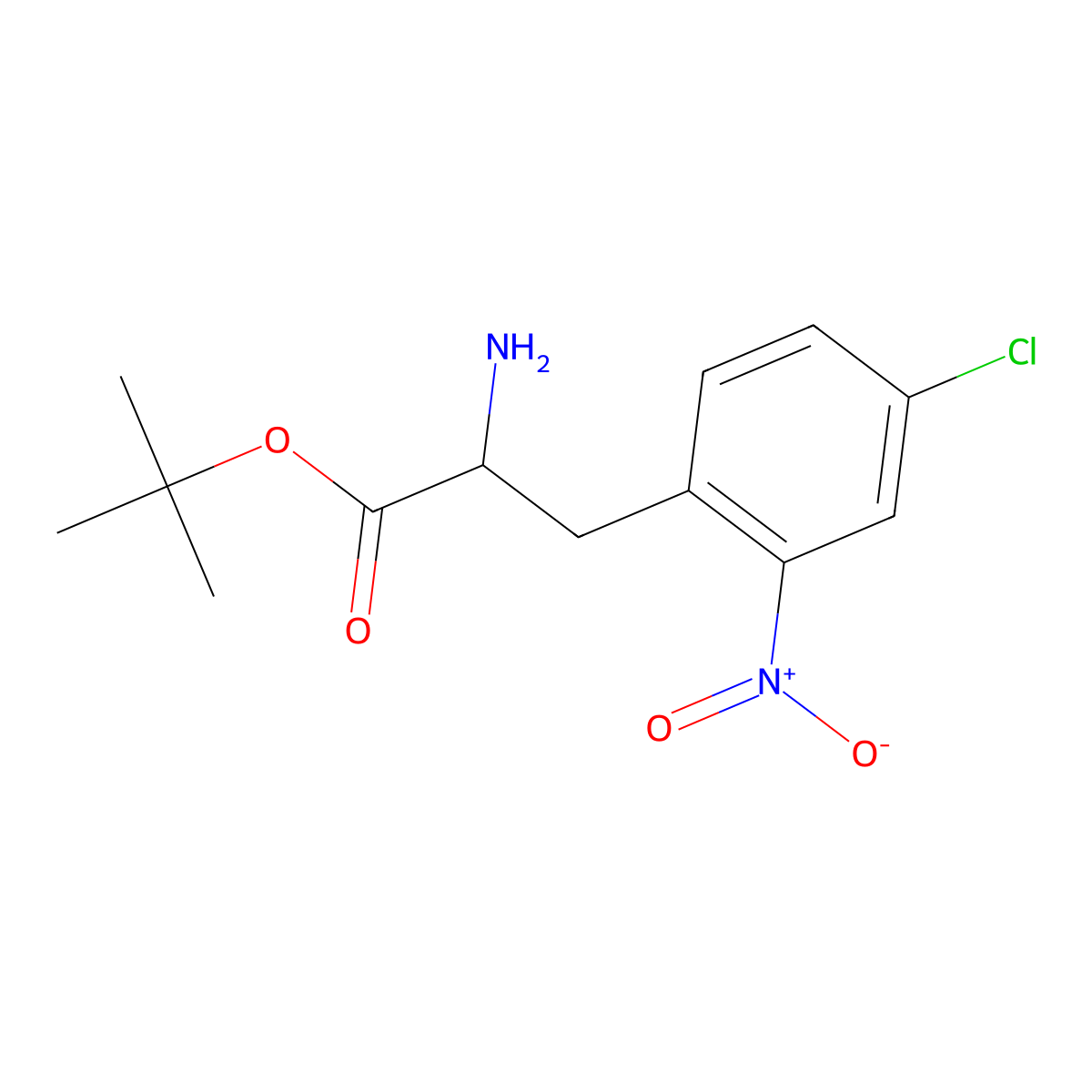 Tert-butyl 2-amino-3-(4-chloro-2-nitrophenyl)propanoate molecular structure, CAS 1544278-73-0