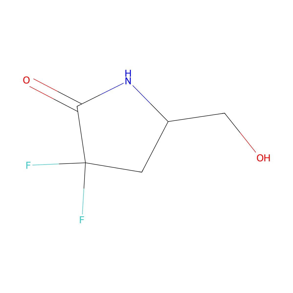 (R)-3,3-difluoro-5-(hydroxymethyl)pyrrolidin-2-one molecular structure, CAS 1544279-19-7