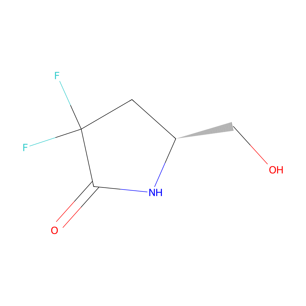 (R)-3,3-difluoro-5-(hydroxymethyl)pyrrolidin-2-one molecular structure, CAS 1544279-19-7