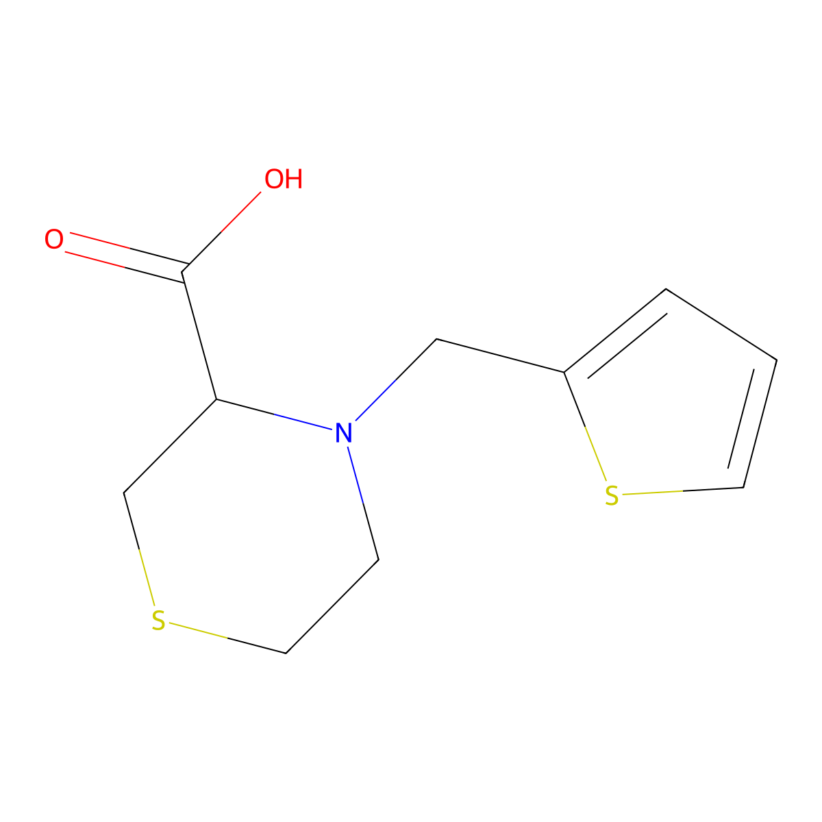 4-(Thiophen-2-ylmethyl)thiomorpholine-3-carboxylic acid molecular structure, CAS 1544308-41-9