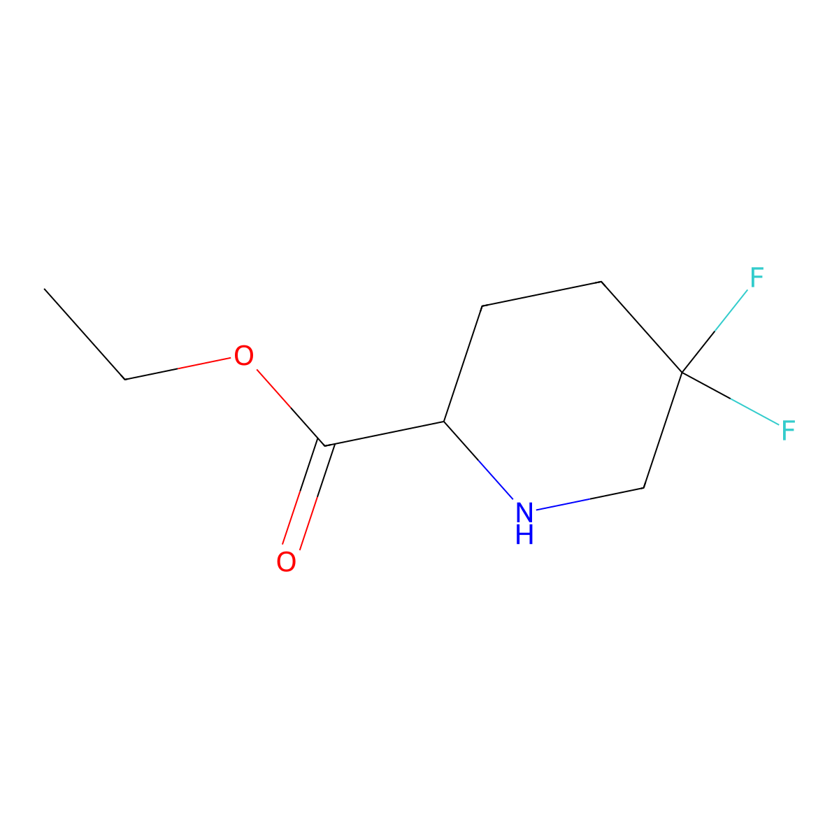 Ethyl 5,5-difluoropiperidine-2-carboxylate molecular structure, CAS 1544393-51-2