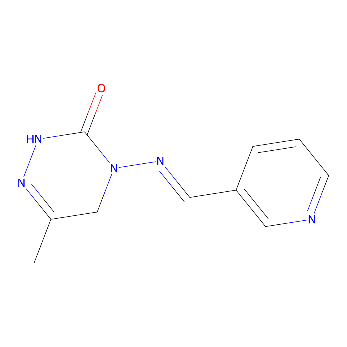 4,5-Dihydro-6-methyl-4-((3-pyridinylmethylene)amino)-1,2,4-triazin-3(2H)-one molecular structure, CAS 154442-14-5