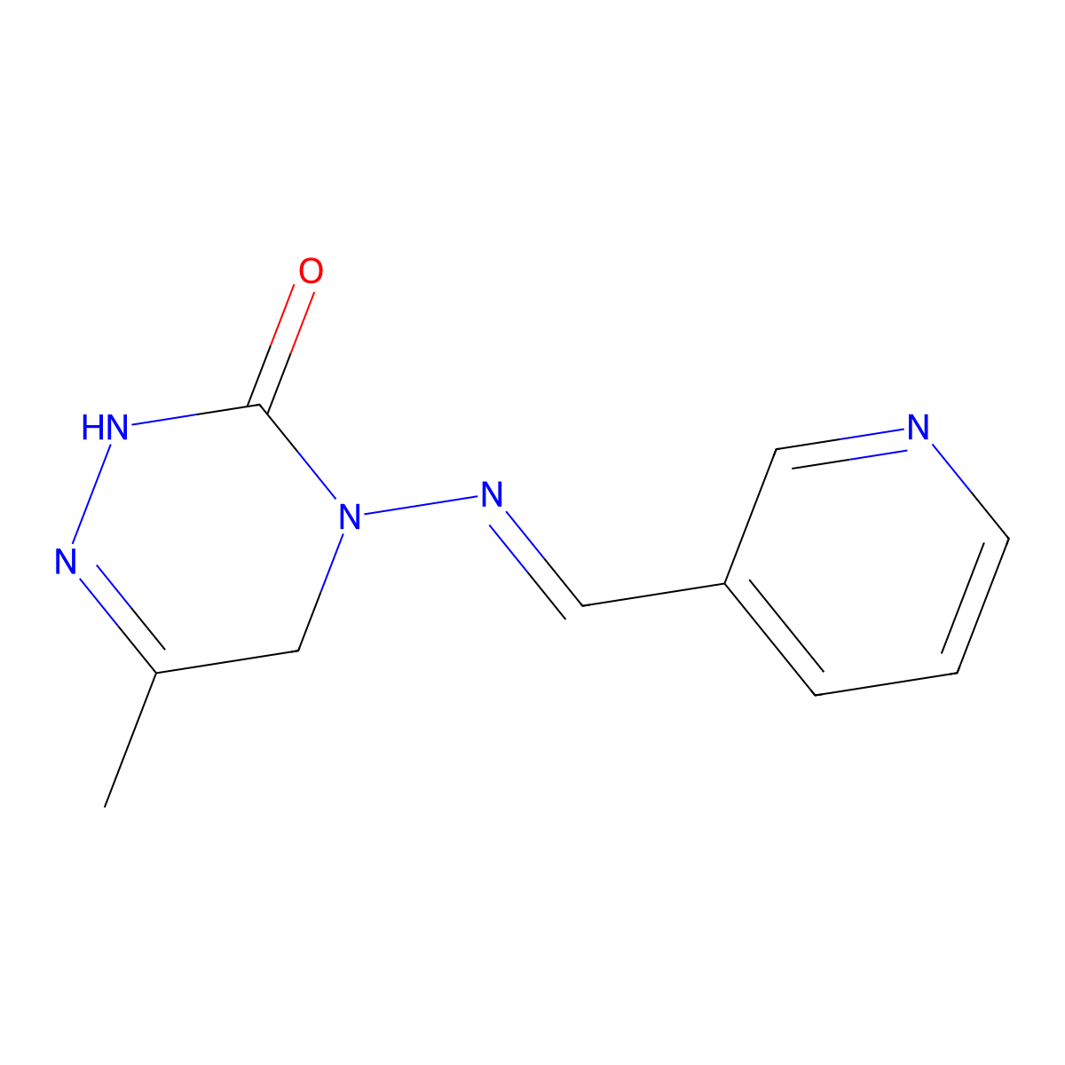 4,5-Dihydro-6-methyl-4-((3-pyridinylmethylene)amino)-1,2,4-triazin-3(2H)-one molecular structure, CAS 154442-14-5