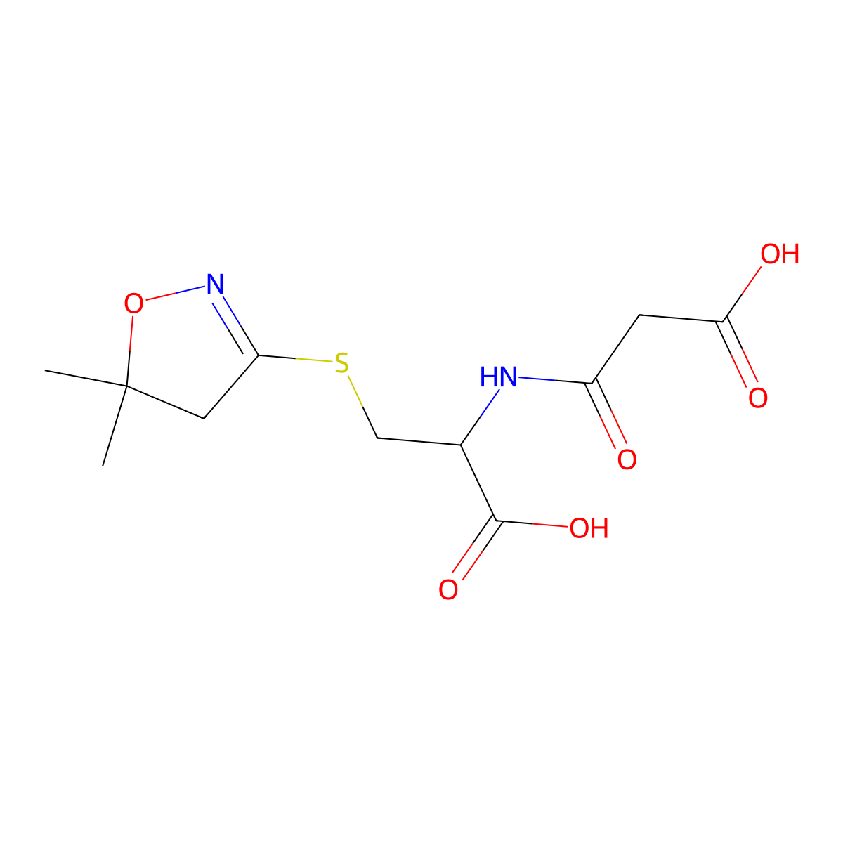 3-(1-Carboxy-2-(5,5-dimethyl-4,5-dihydroisoxazol-3-ylthio)ethylamino)-3-oxopropanoic acid molecular structure, CAS 1544489-04-4