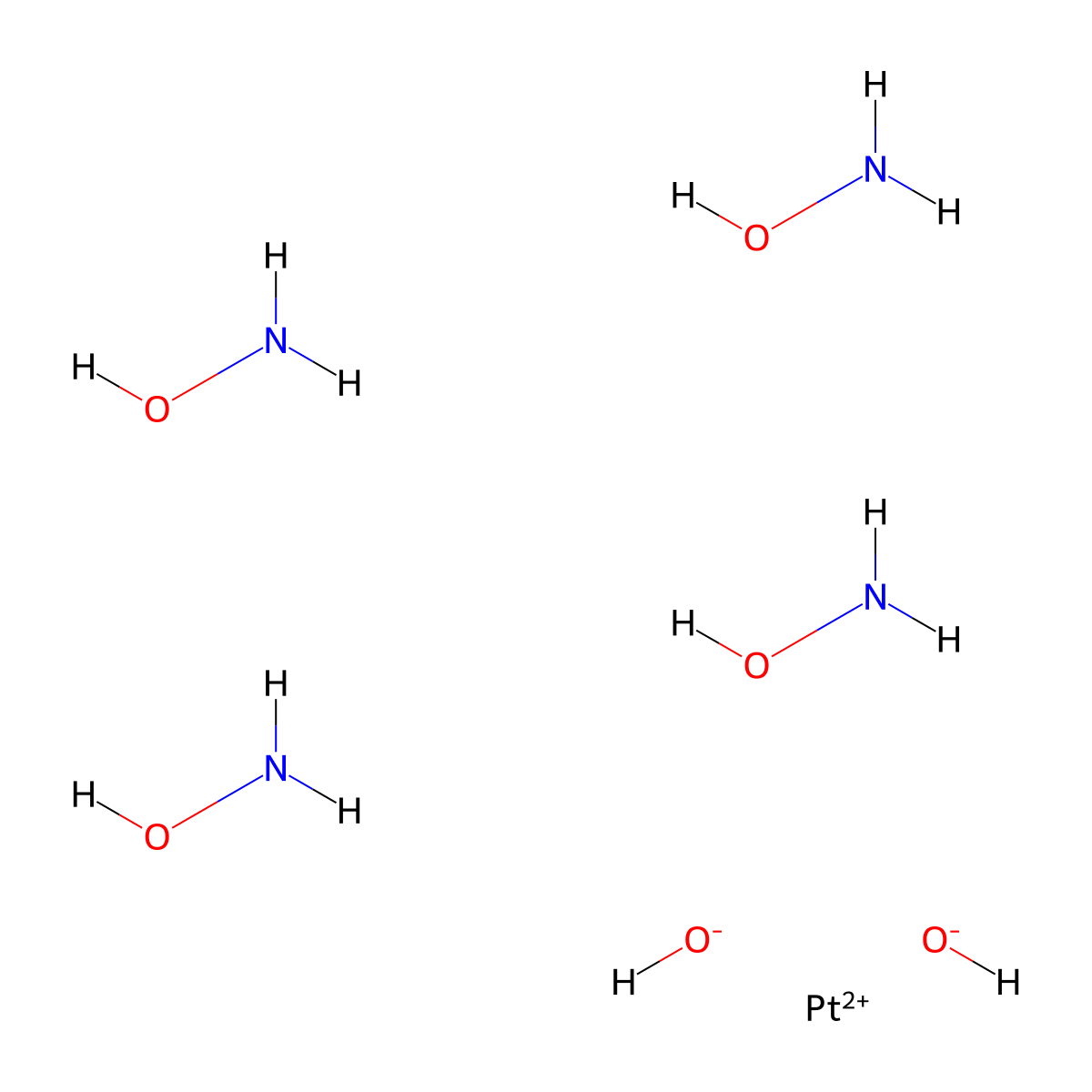 Platinum(2+), tetrakis(hydroxylamine-kappaN)-, hydroxide (1:2), (SP-4-1)- molecular structure, CAS 15445-15-5