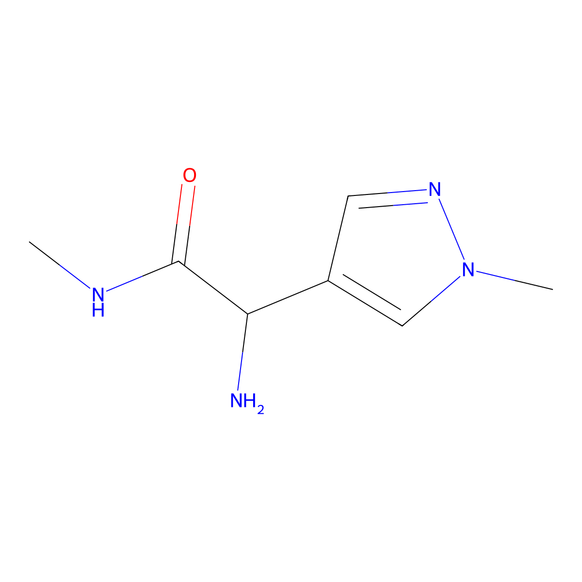 2-amino-N-methyl-2-(1-methyl-1H-pyrazol-4-yl)acetamide molecular structure, CAS 1544546-80-6