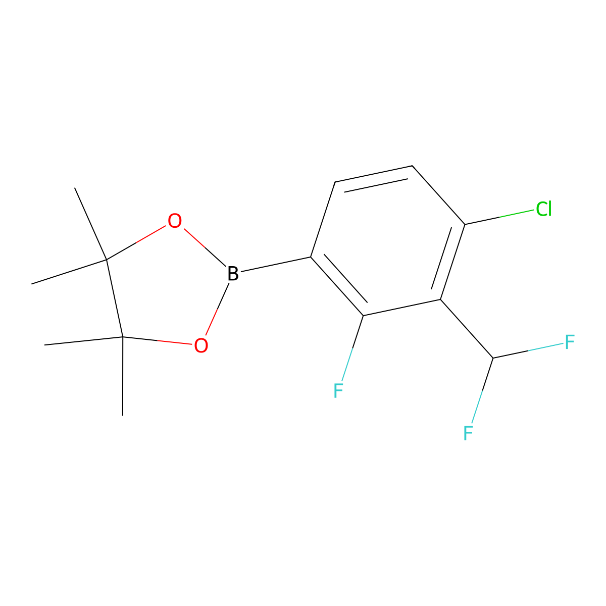 2-(4-Chloro-3-(difluoromethyl)-2-fluorophenyl)-4,4,5,5-tetramethyl-1,3,2-dioxaborolane molecular structure, CAS 1544563-33-8