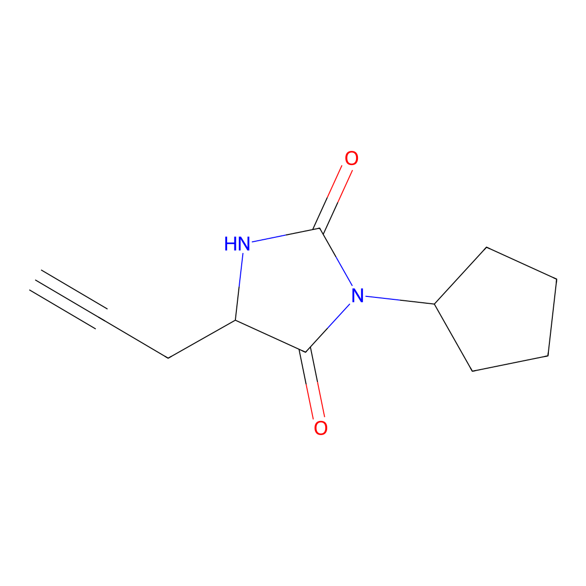 3-Cyclopentyl-5-(prop-2-yn-1-yl)imidazolidine-2,4-dione molecular structure, CAS 1544567-32-9