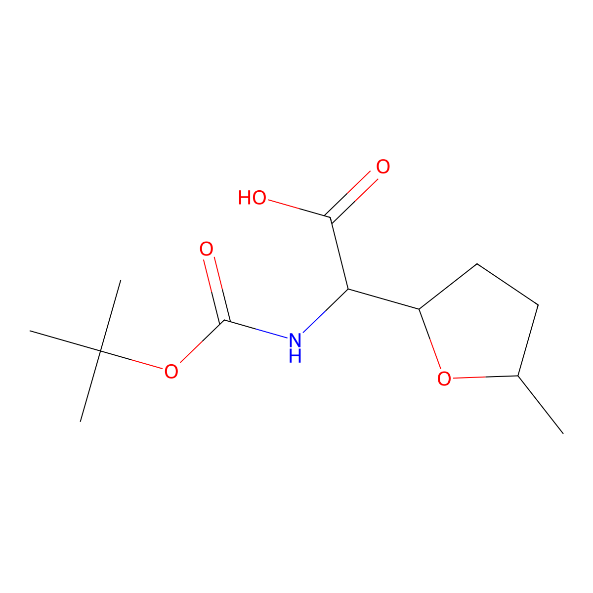 2-((tert-Butoxycarbonyl)amino)-2-(5-methyltetrahydrofuran-2-yl)acetic acid molecular structure, CAS 1544574-75-5
