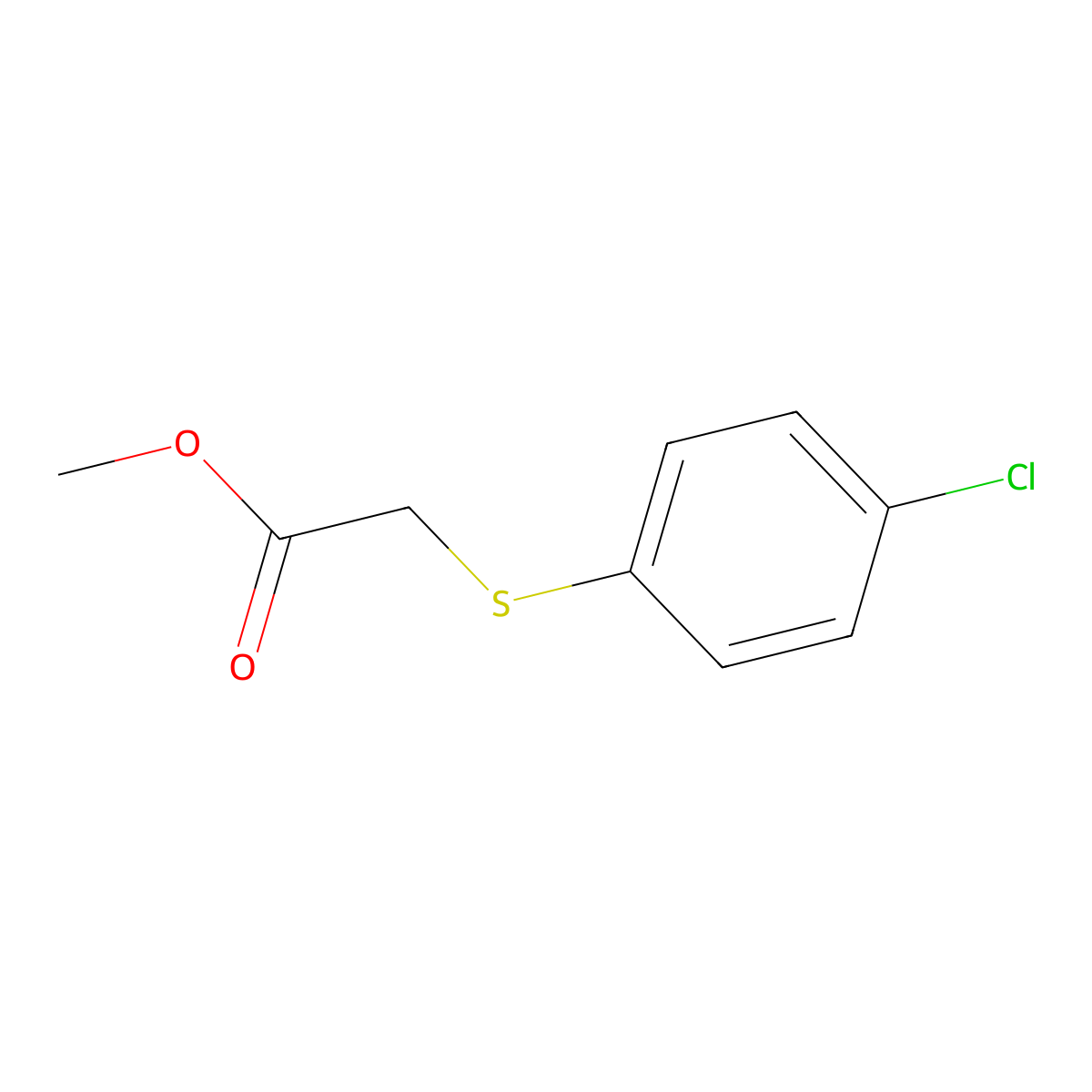 Methyl 2-(4-chlorophenylthio)acetate molecular structure, CAS 15446-15-8