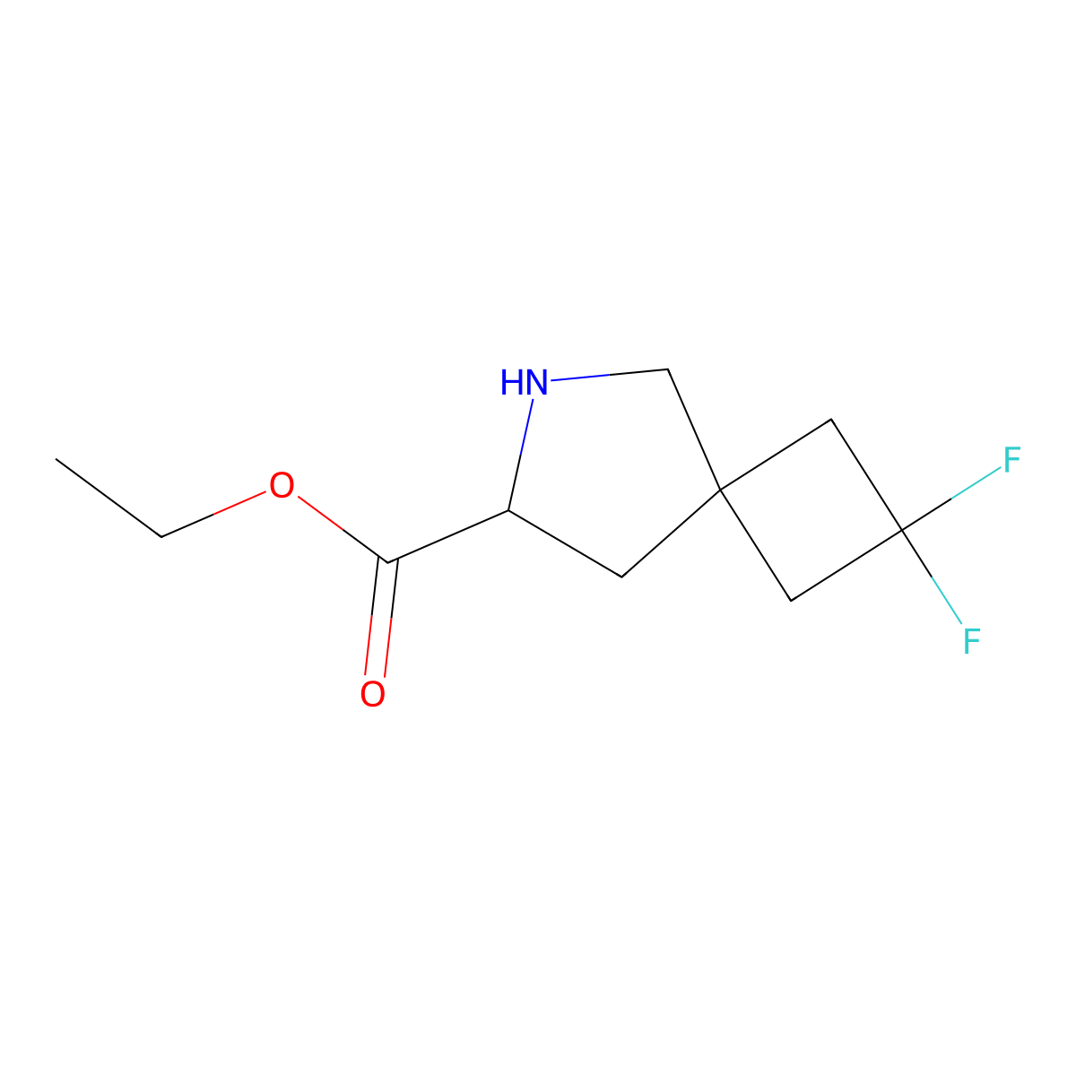 Ethyl 2,2-difluoro-6-azaspiro[3.4]octane-7-carboxylate molecular structure, CAS 1544613-96-8