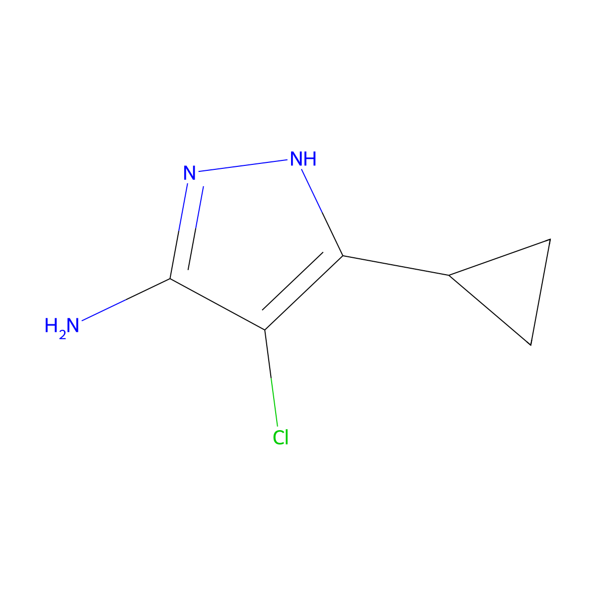 4-Chloro-5-cyClopropyl-1H-pyrazol-3-amine molecular structure, CAS 1544614-31-4