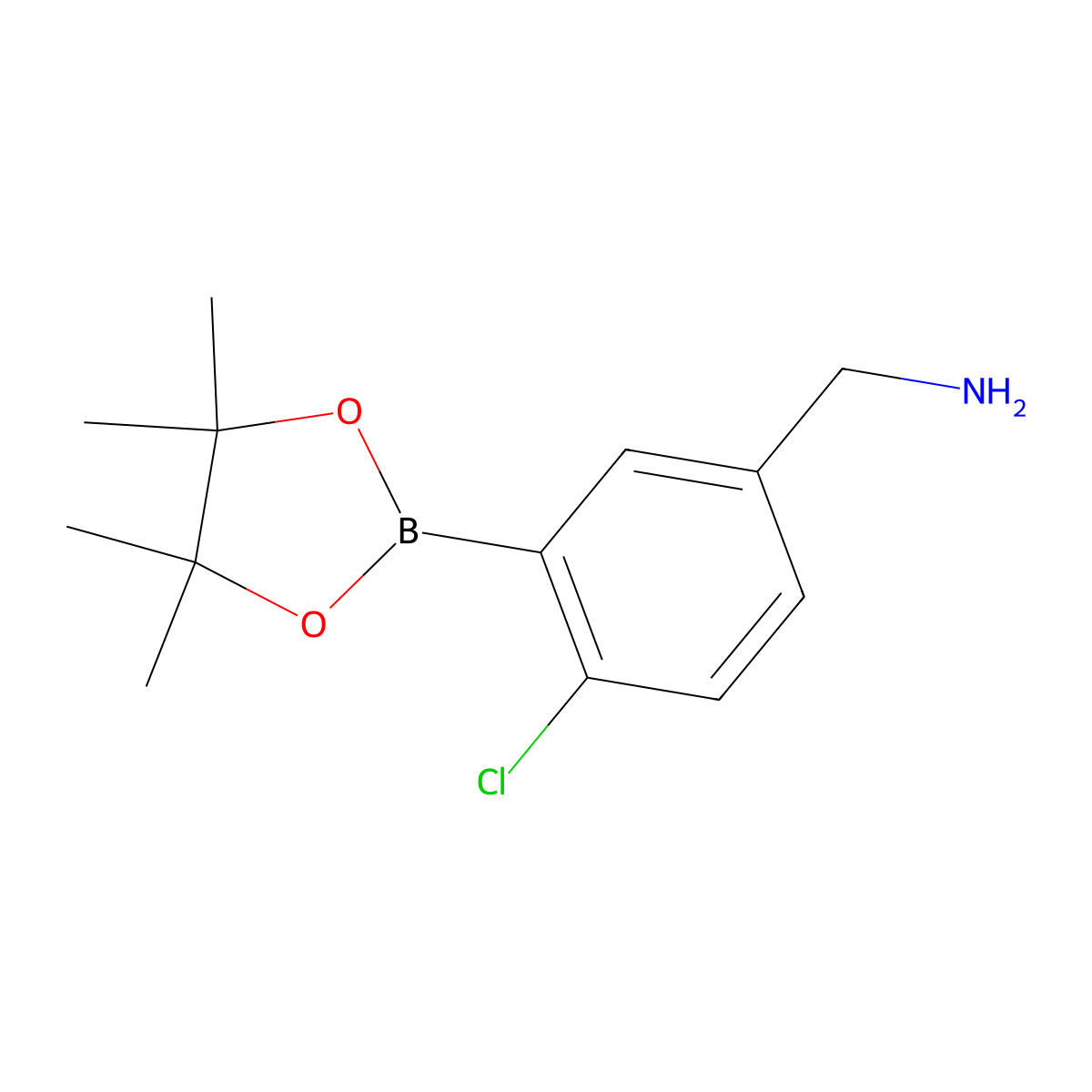 5-(Aminomethyl)-2-chlorophenylboronic Acid Pinacol Ester molecular structure, CAS 1544673-71-3