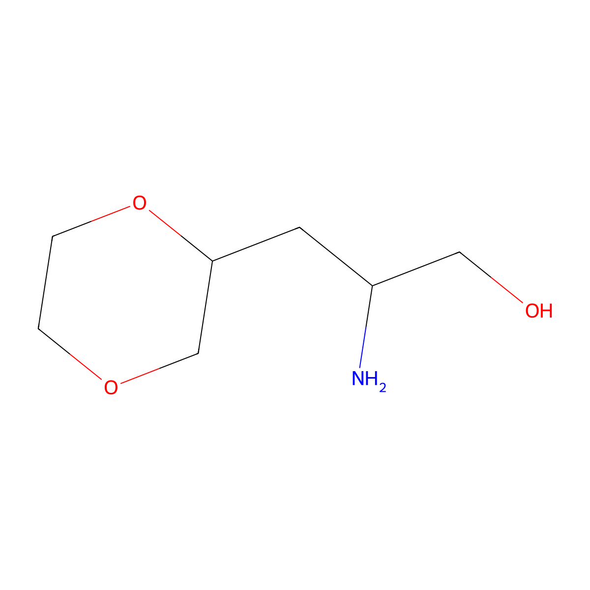 2-Amino-3-(1,4-dioxan-2-yl)propan-1-ol molecular structure, CAS 1544688-48-3