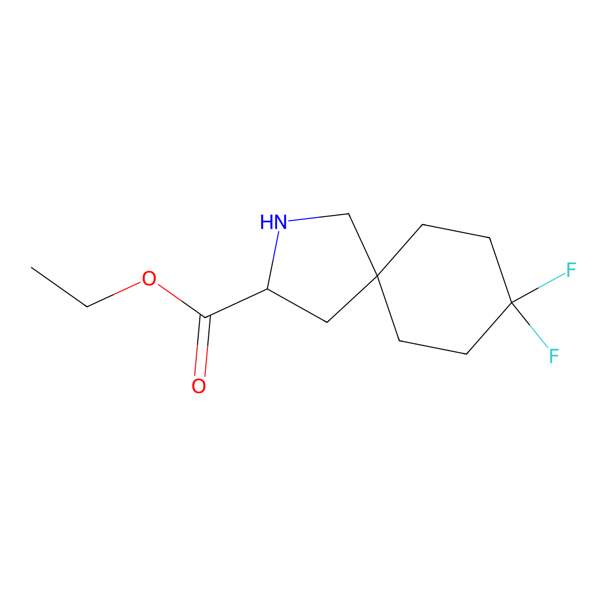 Ethyl 8,8-difluoro-2-azaspiro[4.5]decane-3-carboxylate molecular structure, CAS 1544701-23-6