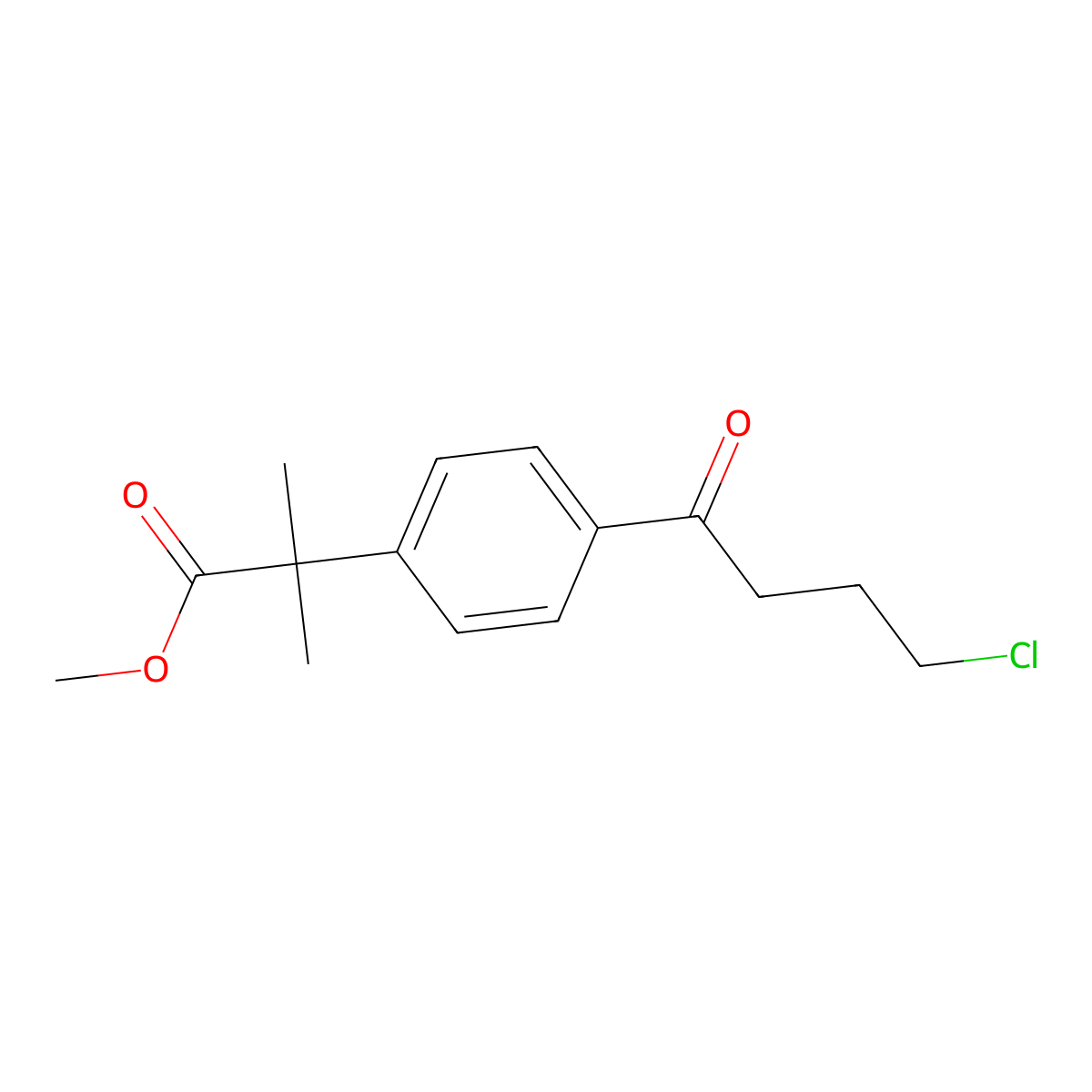 Methyl 4-(4-chloro-1-oxobutyl)-alpha,alpha-dimethylbenzeneacetate molecular structure, CAS 154477-54-0